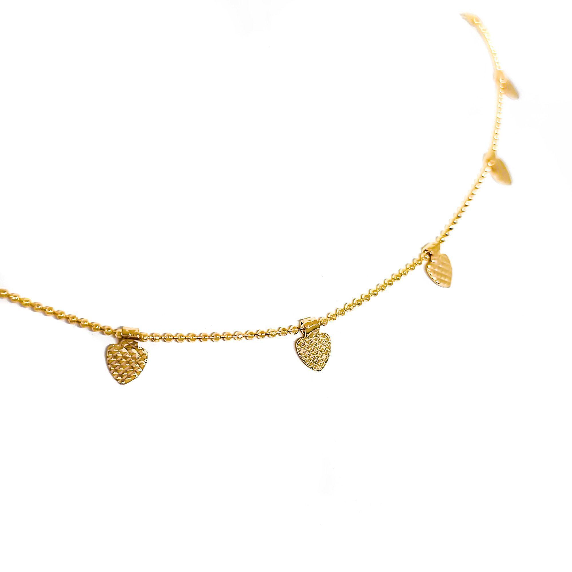 Collar Corazones 5mm Enchapado Oro 18K-2