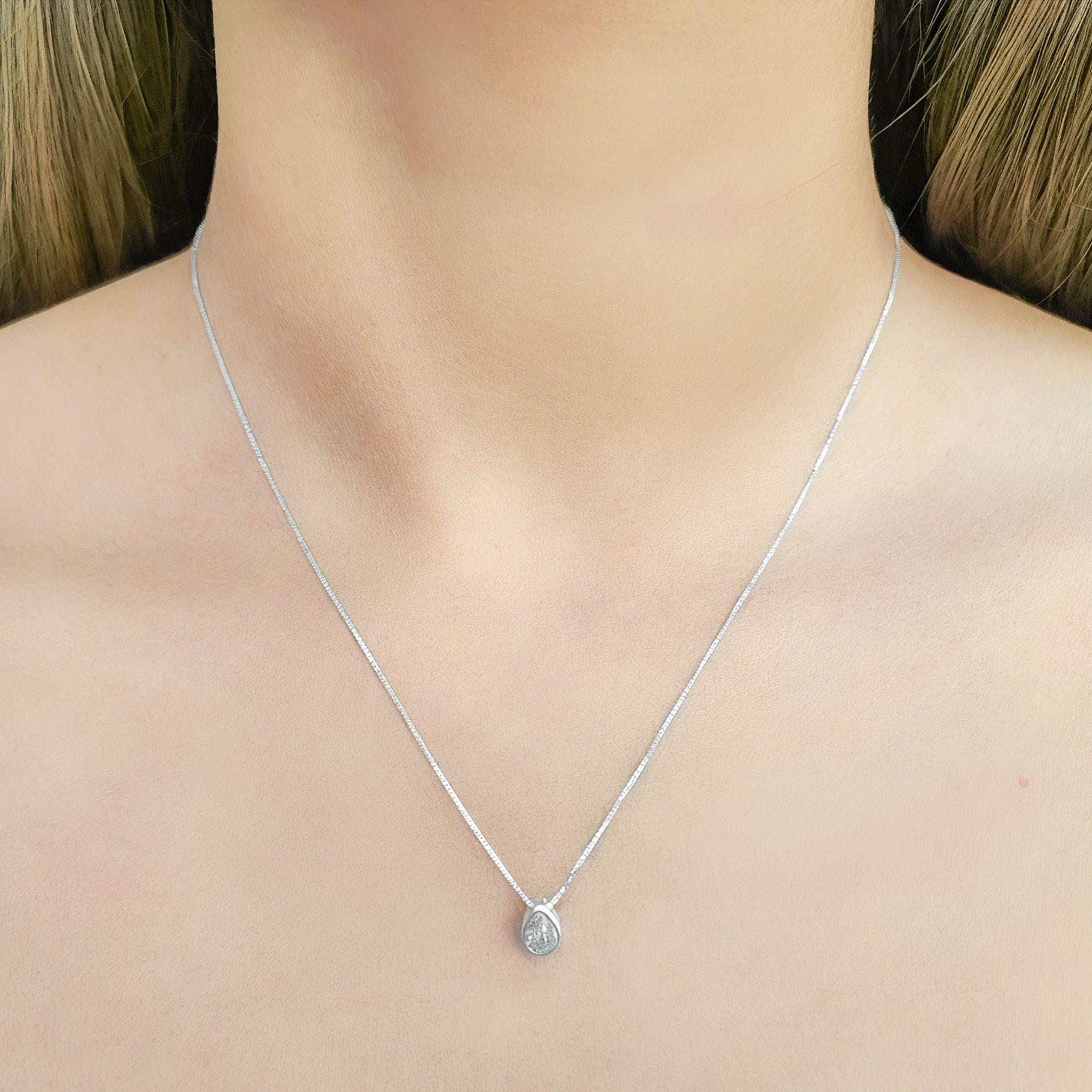 Collar Punto de Luz Gota Circón Plata Fina 925-2