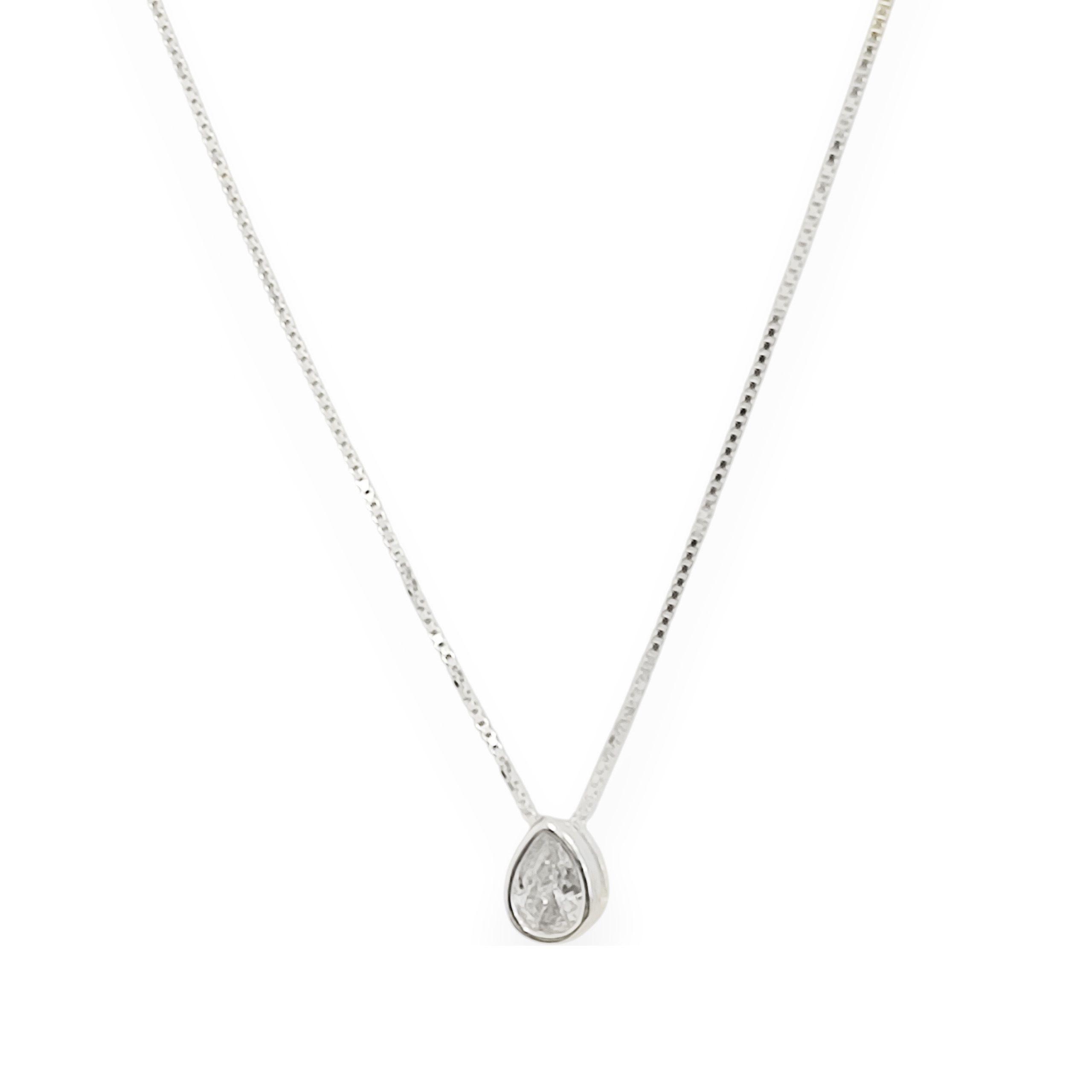 Collar Punto de Luz Gota Circón Plata Fina 925-2