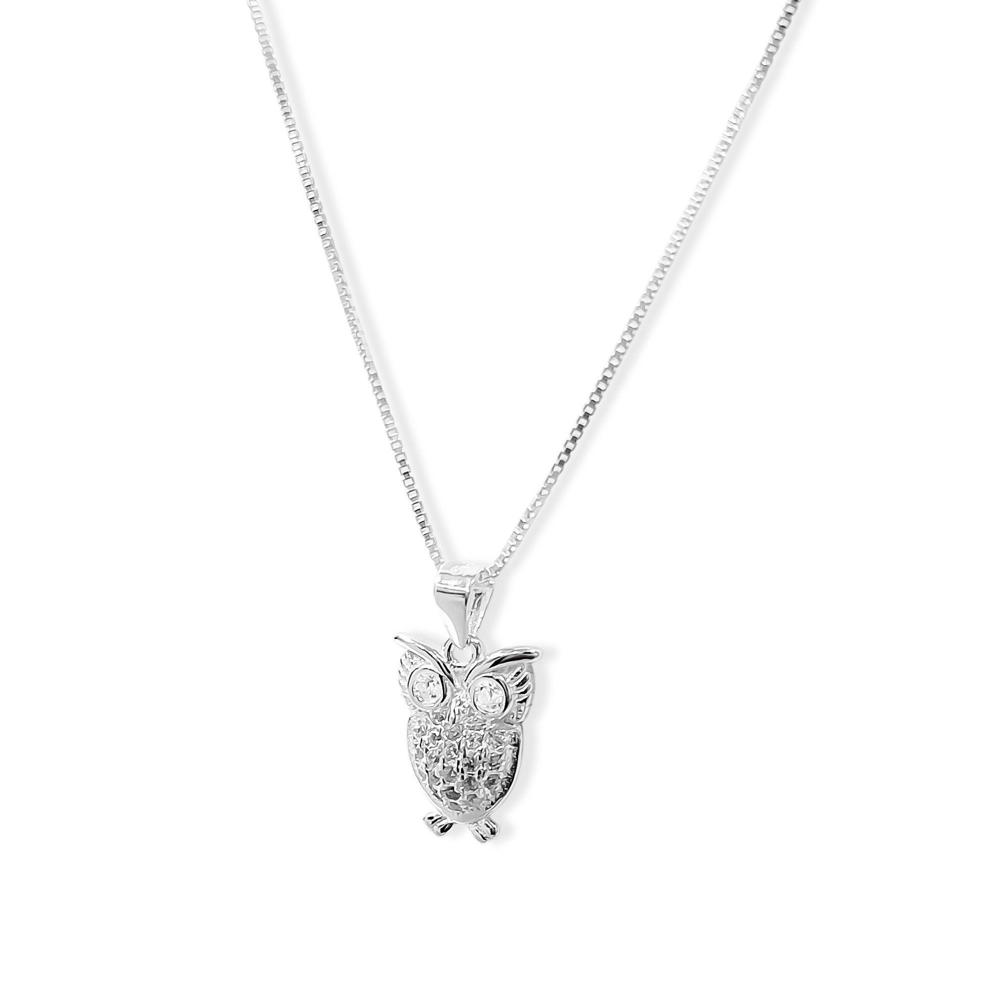 Collar Lechuza Circón Plata Fina 925-0