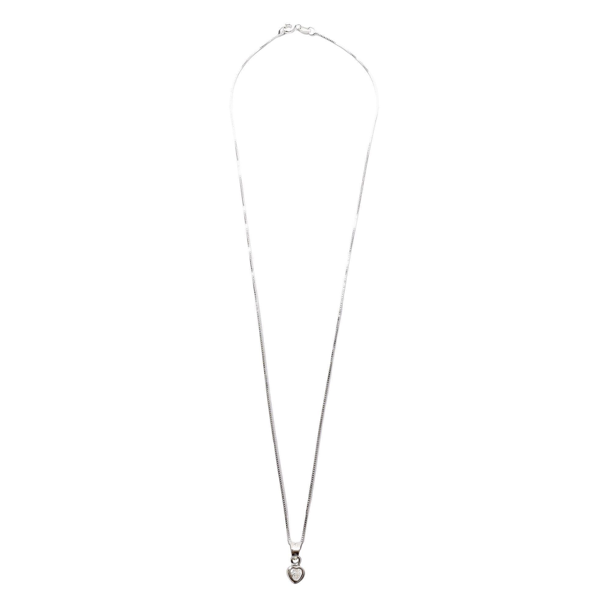 Collar Corazón Punto De Luz Borde Plata Fina 925 45CM-2