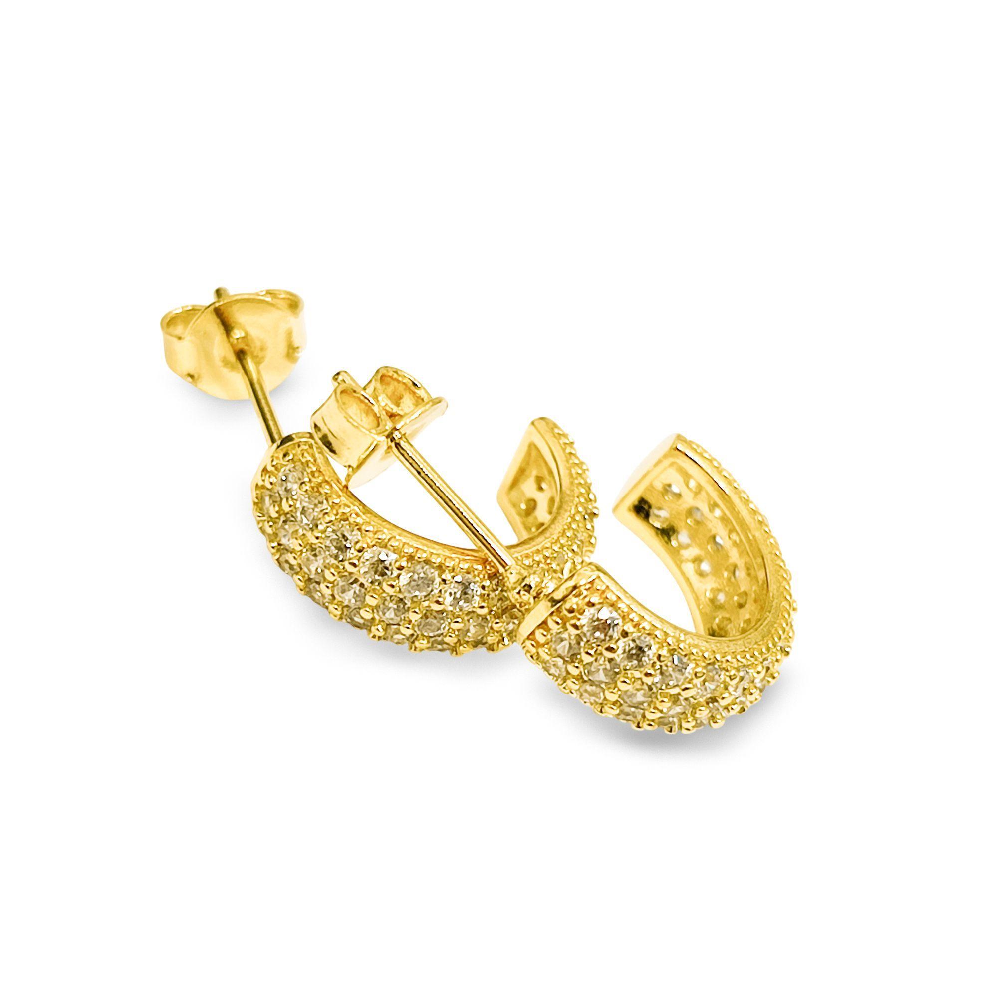 Aros Argolla Anastasia Circón Enchapado Oro 18K -3