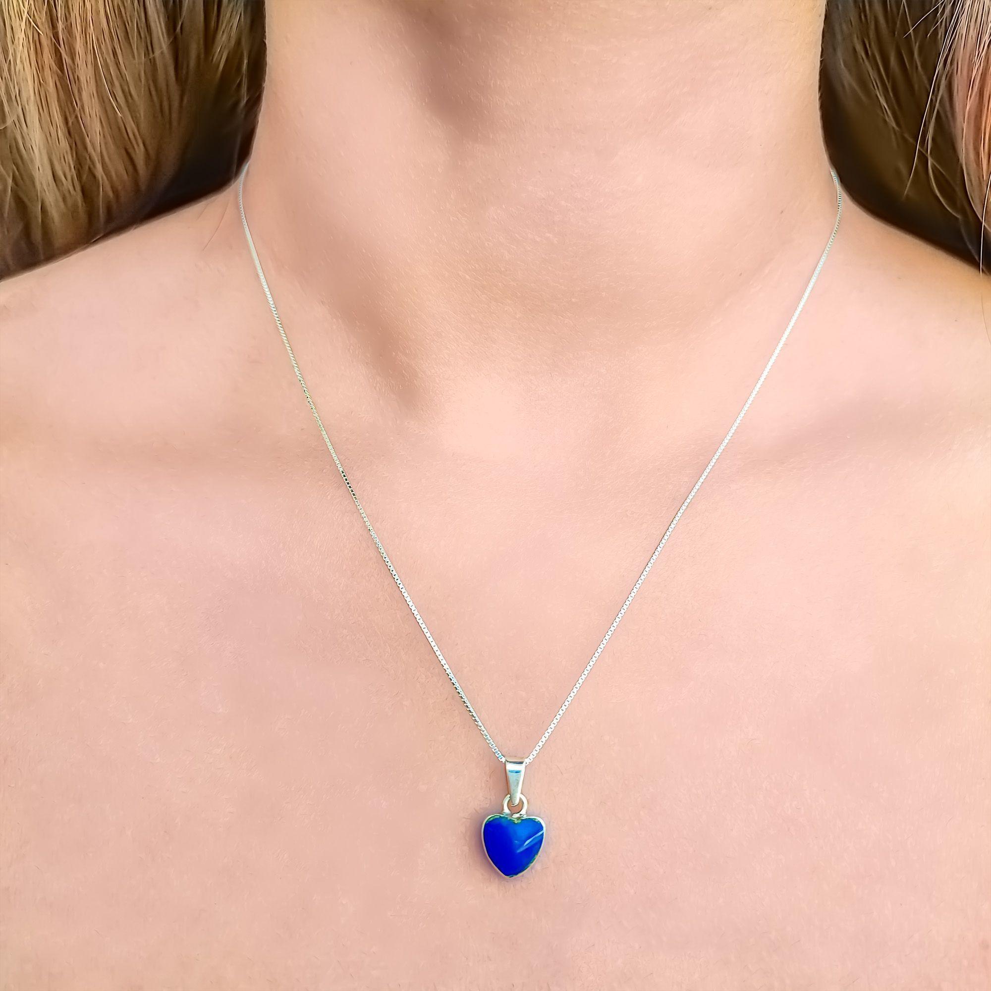 Collar Corazón Lapislázuli Plata Fina 925-2