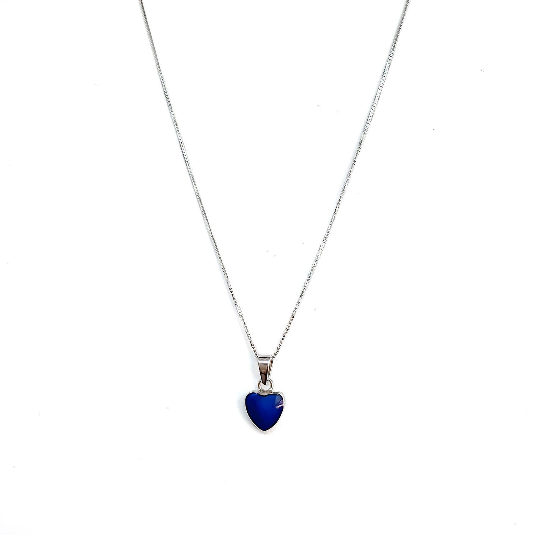 Collar Corazón Lapislázuli Plata Fina 925-2