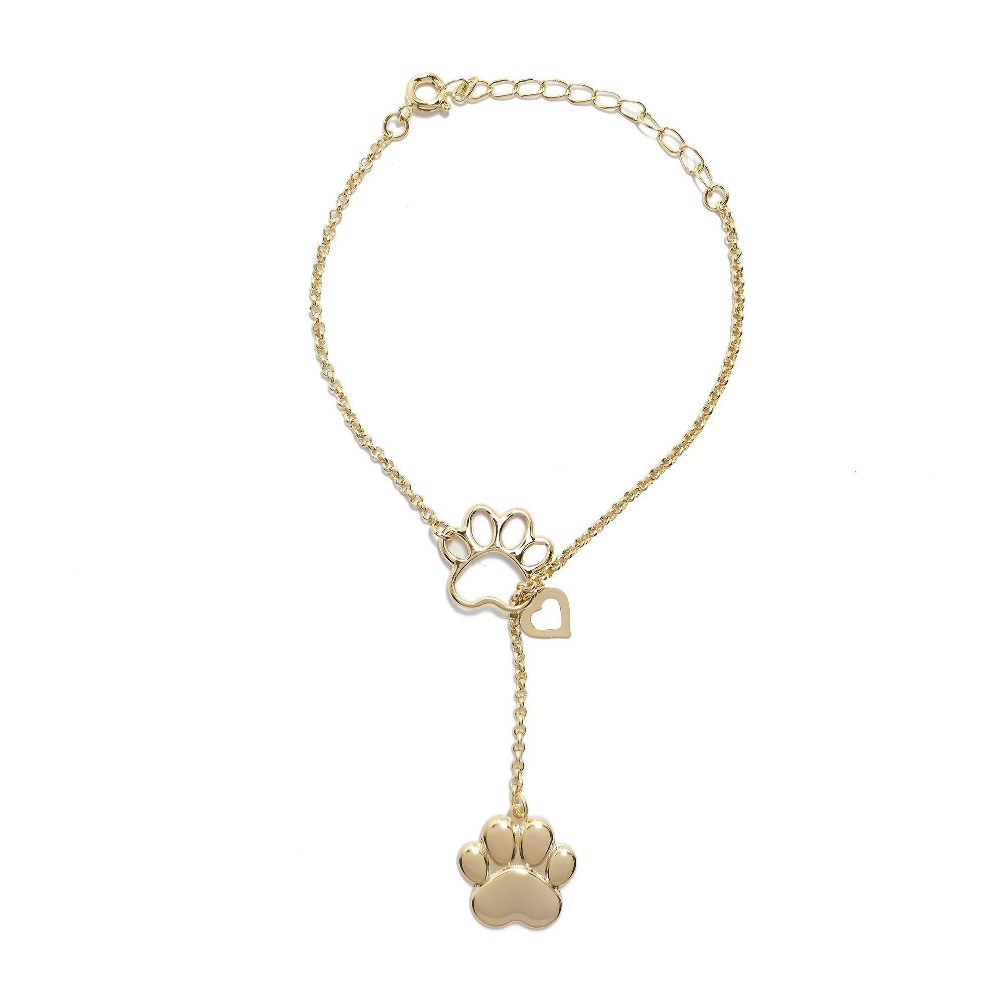 Pulsera Huella Perro Ajustable Enchapado Oro 18K-0