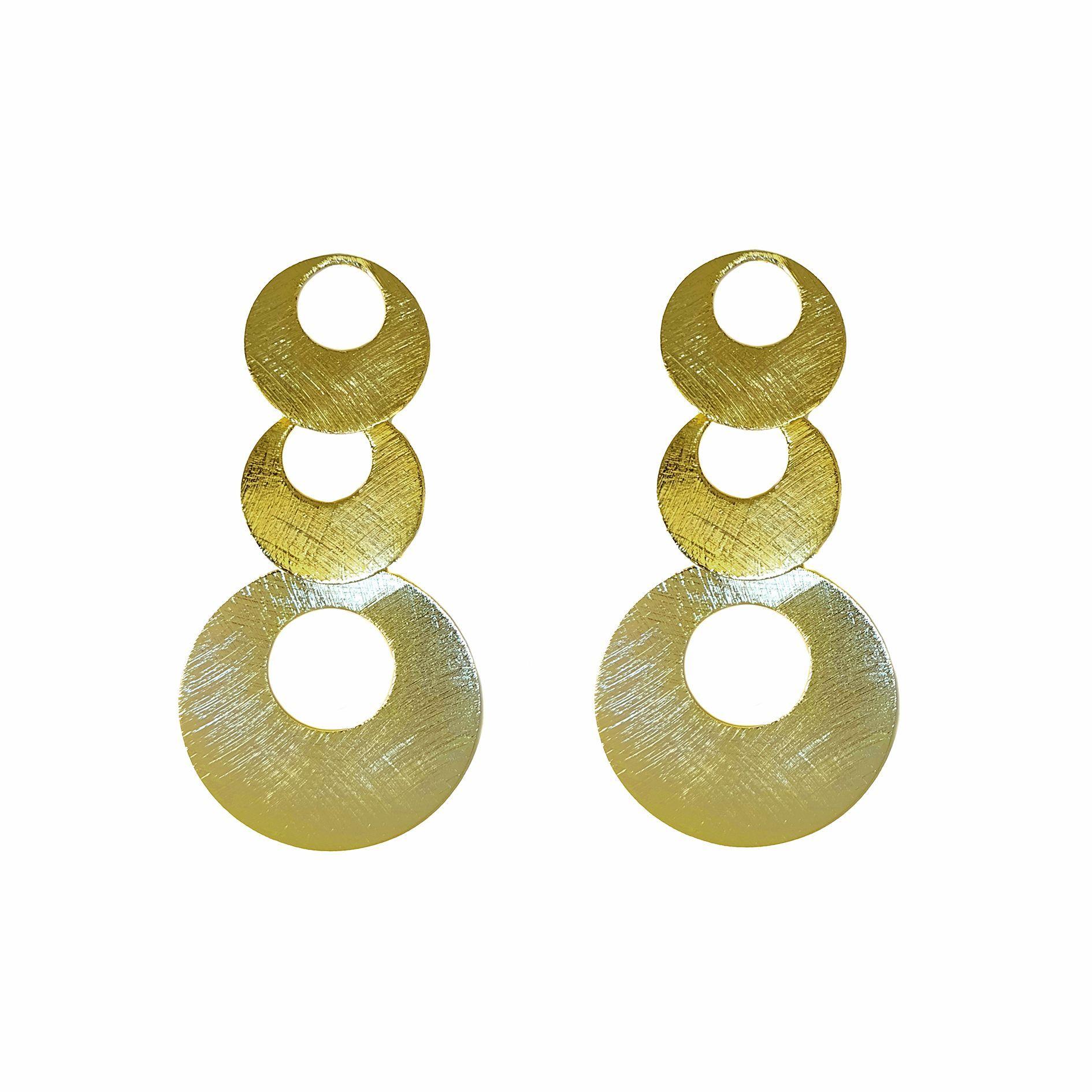 Aros Micaela Círculos Enchapados Oro 18K-0