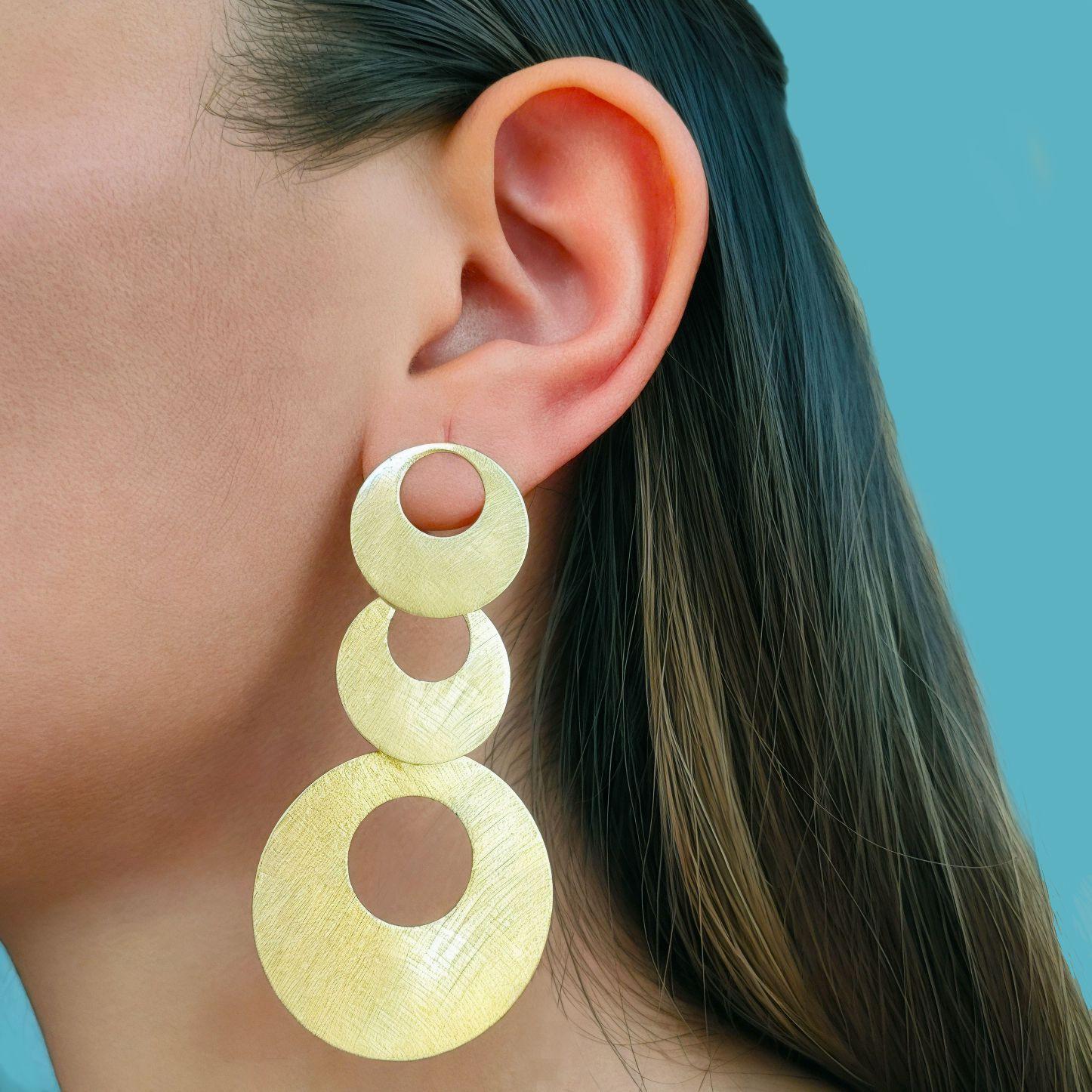 Aros Micaela Círculos Enchapados Oro 18K-1