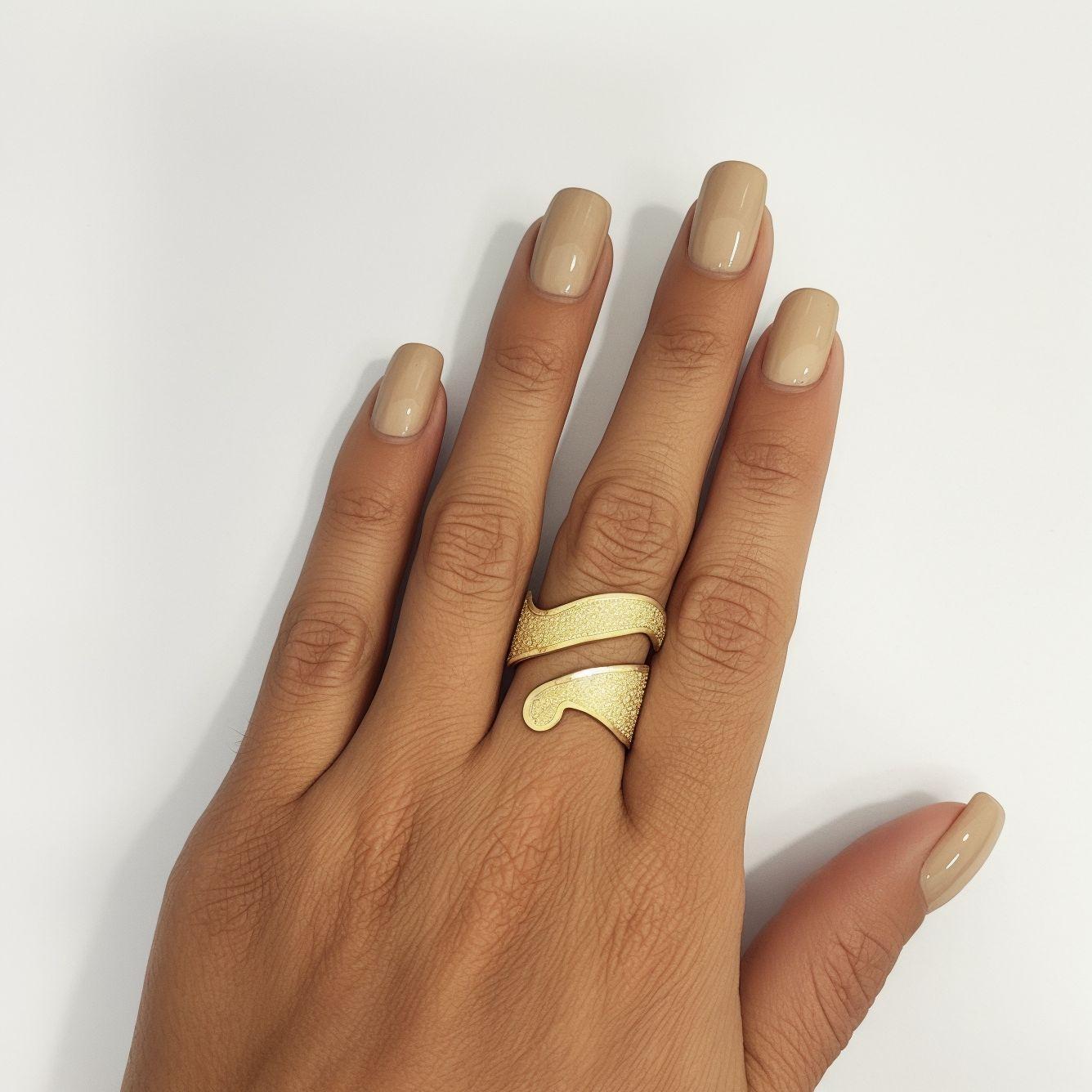 Anillo Satinado Calado Enchapado Oro 18K Ajustable-3