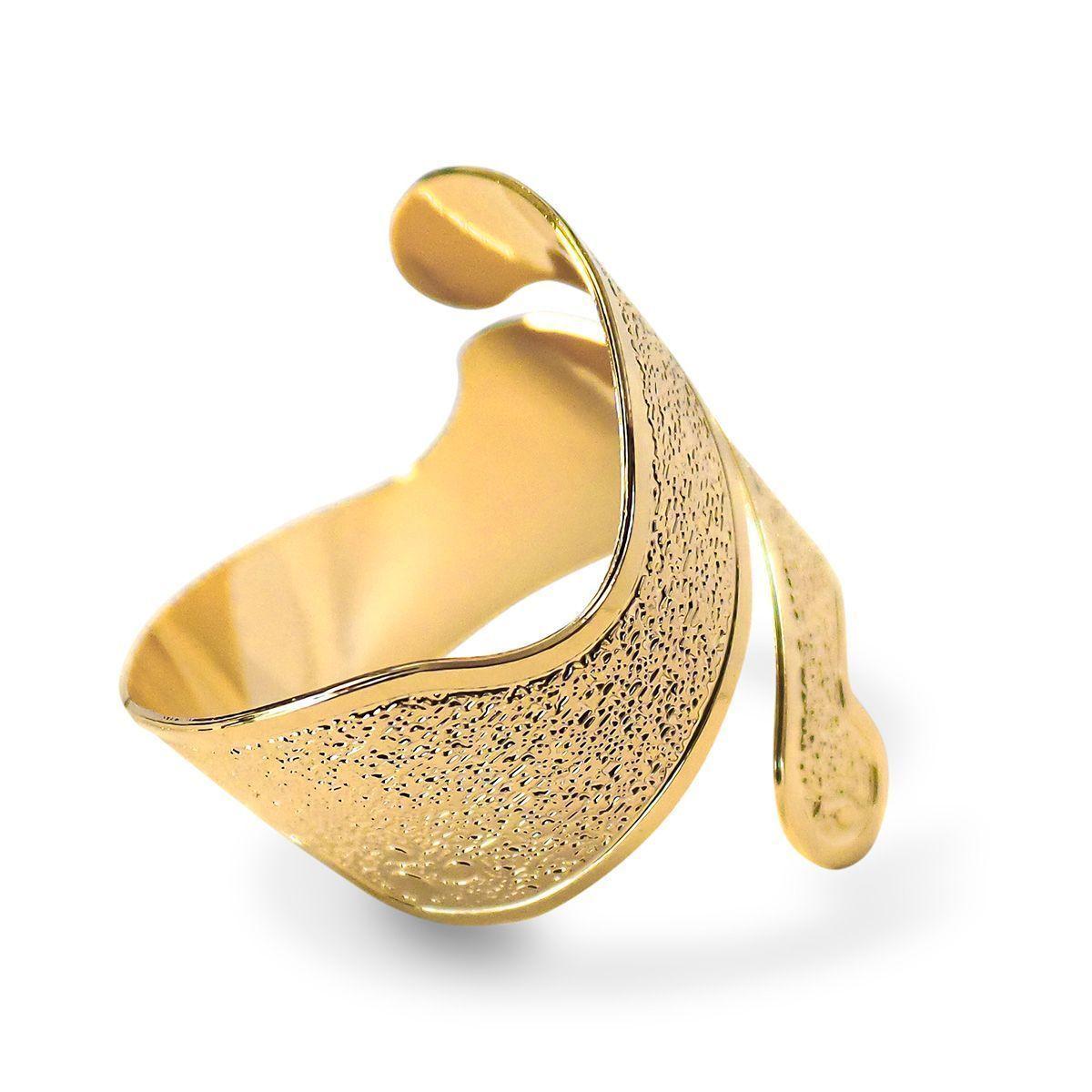 Anillo Satinado Calado Enchapado Oro 18K Ajustable-2