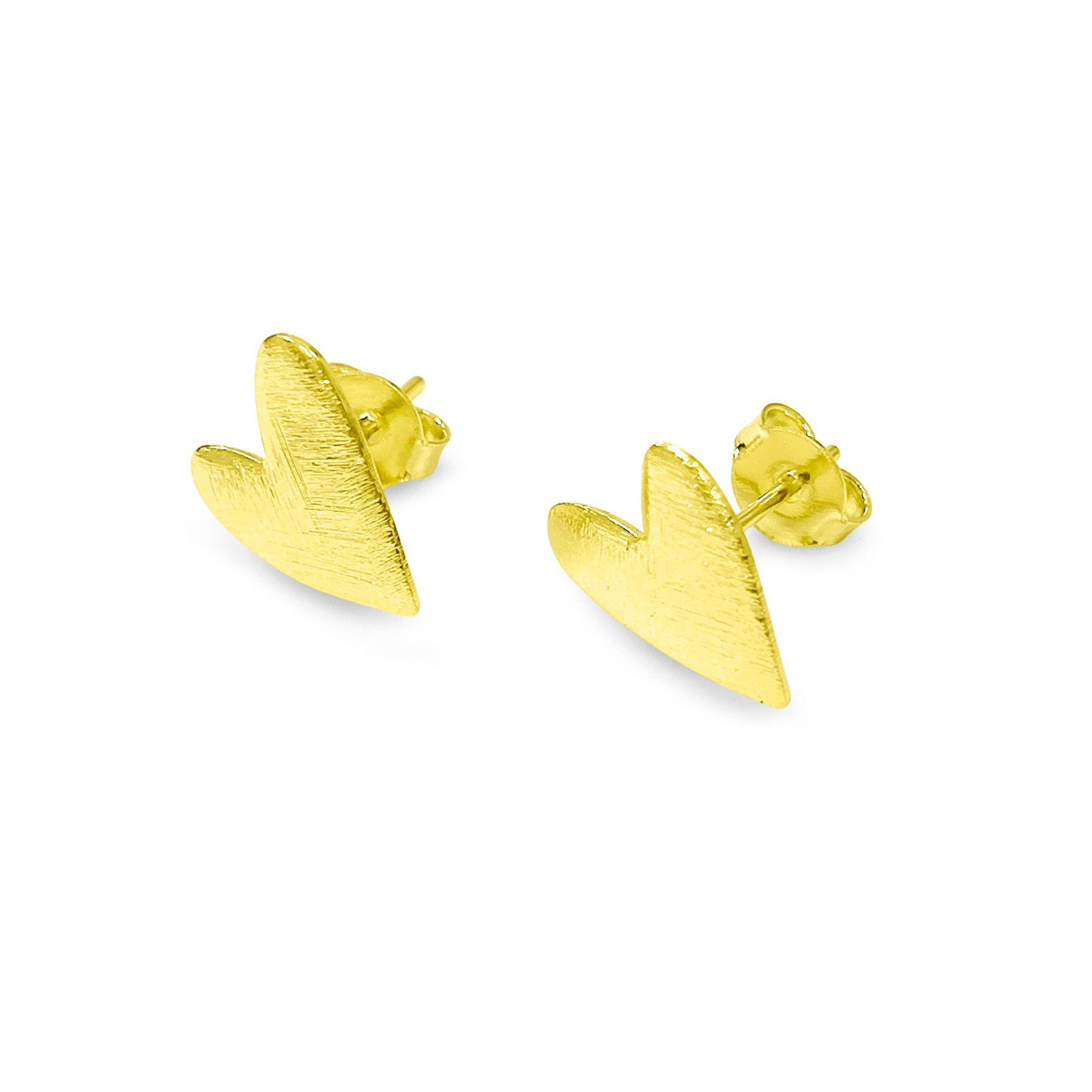 Aros Corazón Tierno Satinado Lámina Enchapado Oro 18K-2