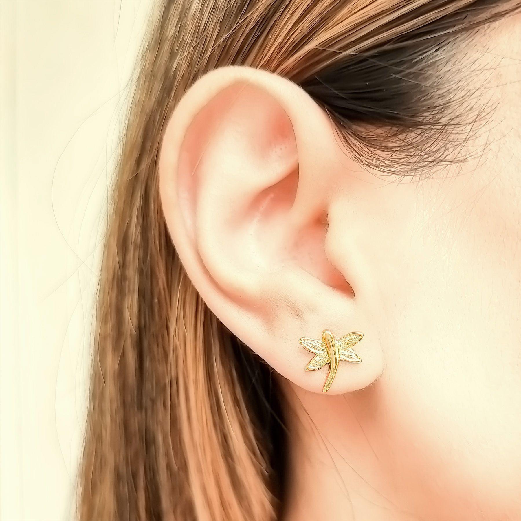 Aros Libélula Enchapado Oro 18K-2