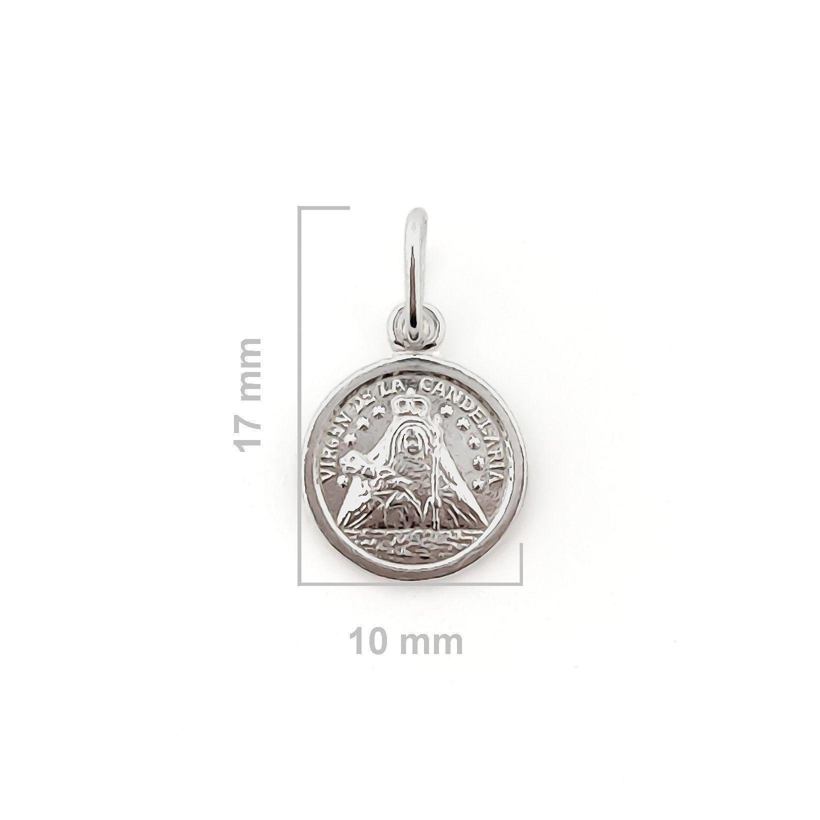 Colgante Medalla Virgen de la Candelaria 10mm Plata Fina 925-2