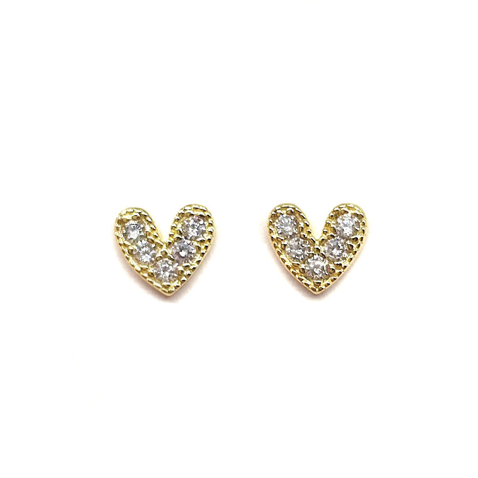 Aros Corazón Tierno Circón Mini Enchapado Oro 18K-0