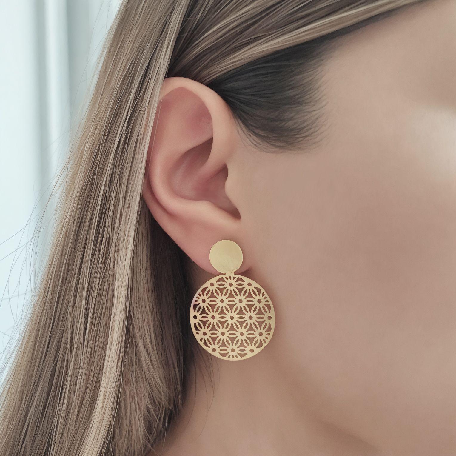 Aros Flor De Vida Enchapado Oro 18K-2
