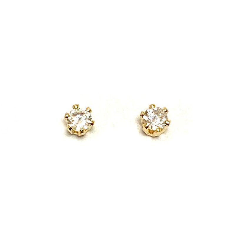 Aros Bebé Solitario Circón 4mm Enchapado Oro 18K-2