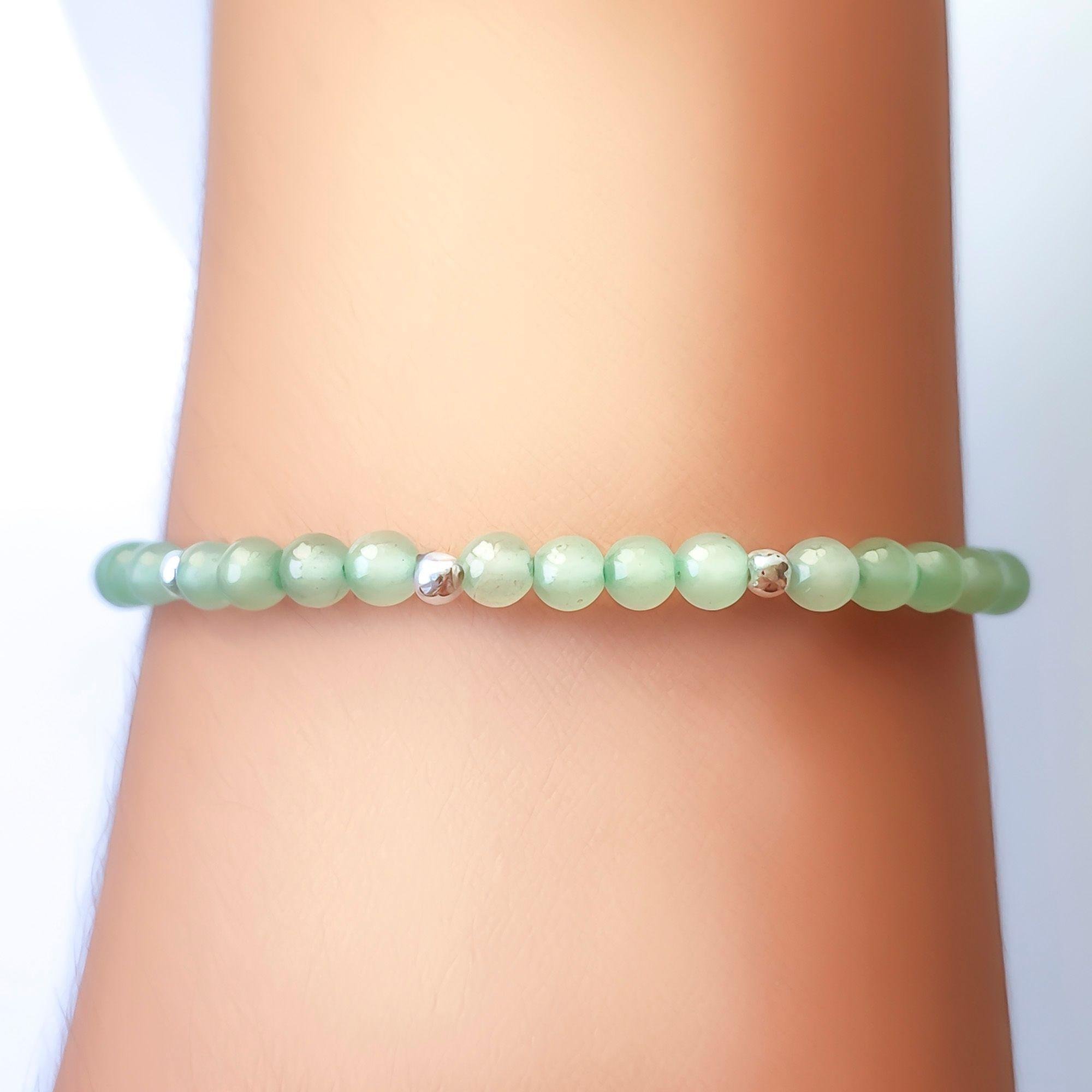 Pulsera Jade Bolita 4mm Plata Fina 925-2
