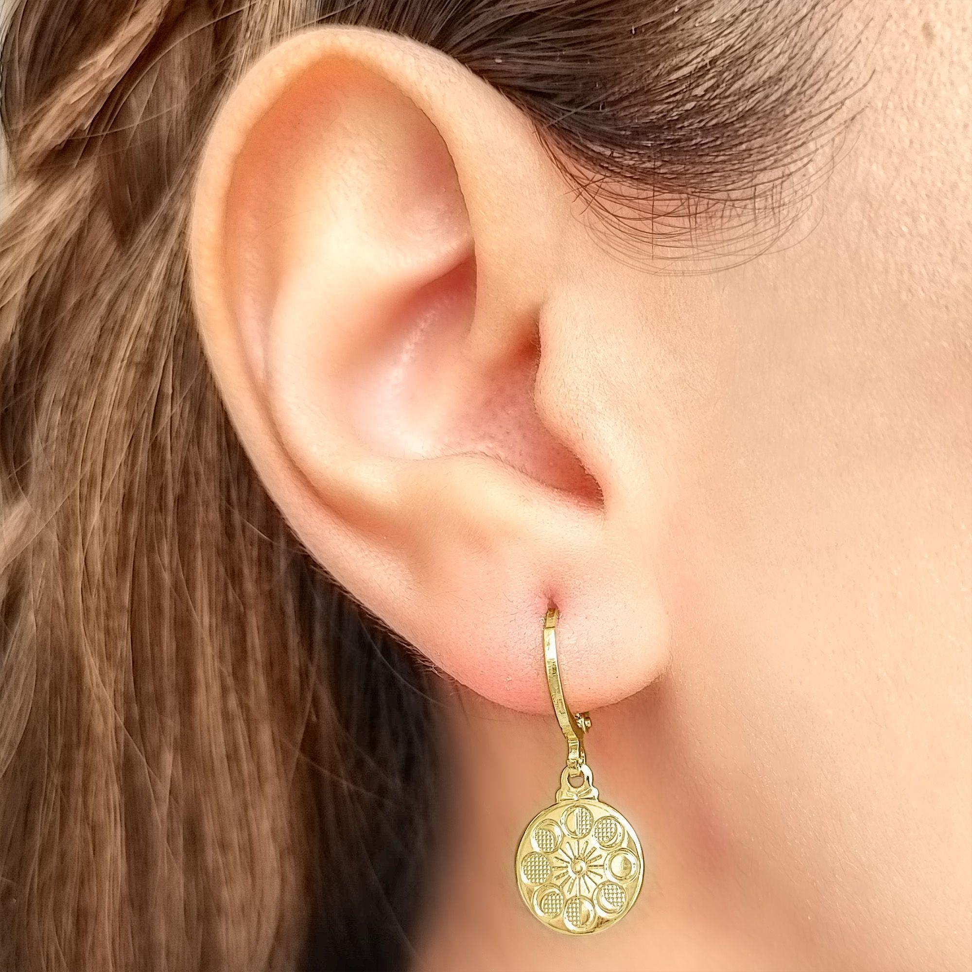 Aros Argollas Ciclo Lunar Enchapado Oro 18K-2
