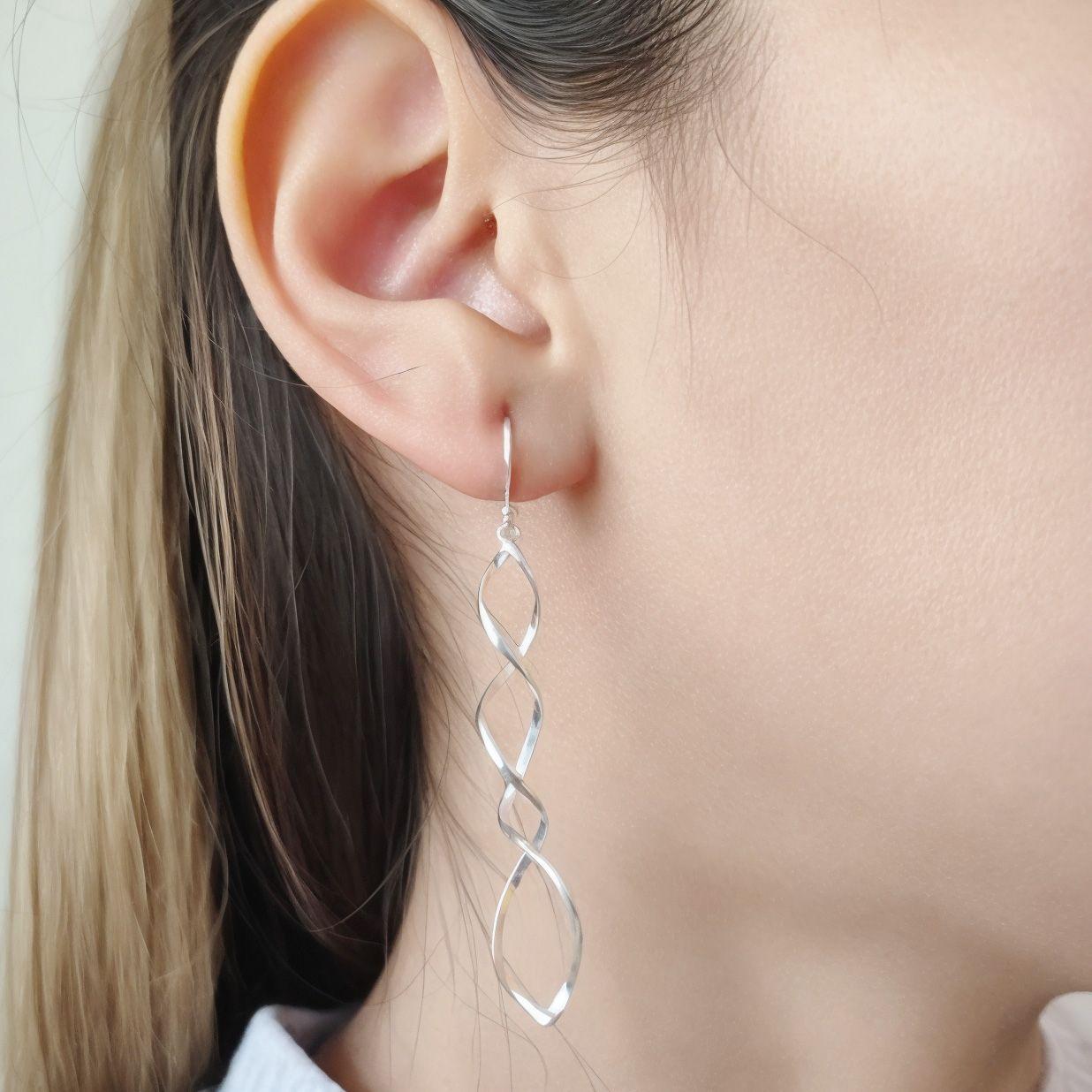 Aros Espiral Colgante Gancho Plata Fina 925-2