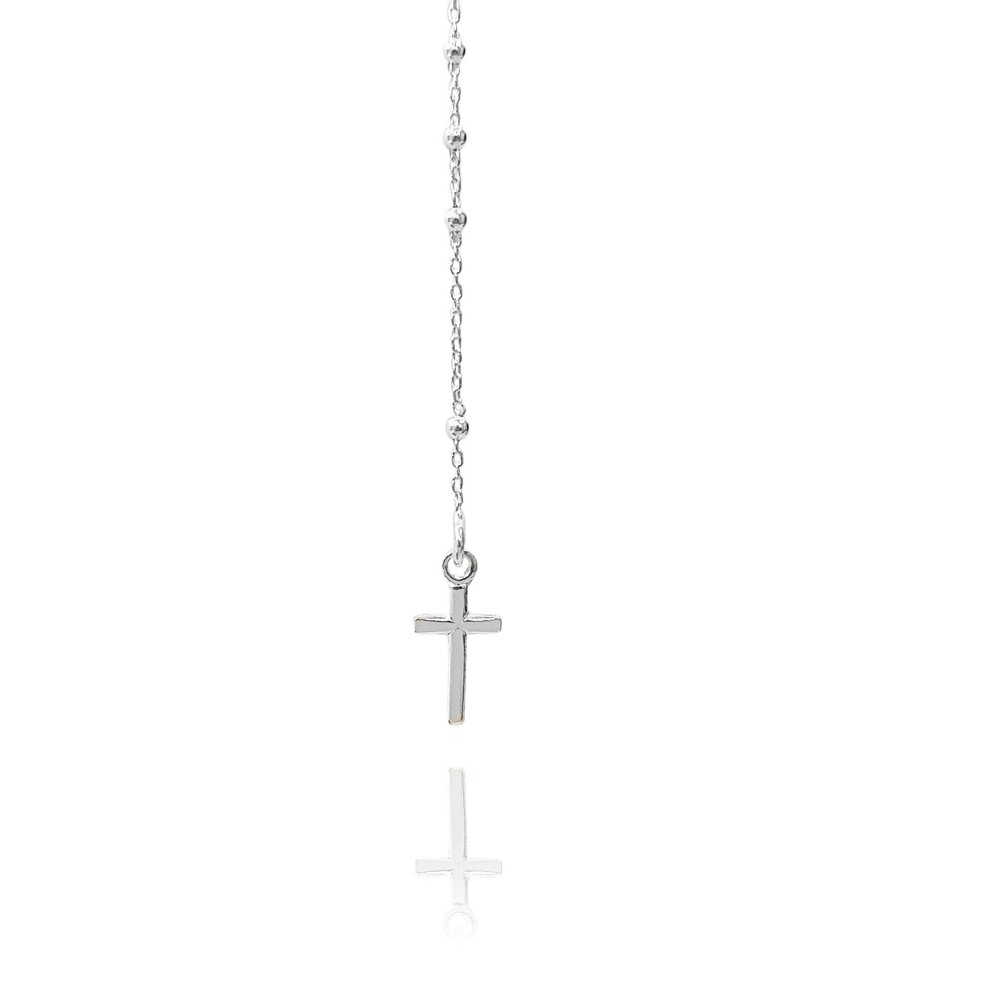 Collar Rosario Virgen De Los Rayos Mini Cadena Limada Plata Fina 925-2