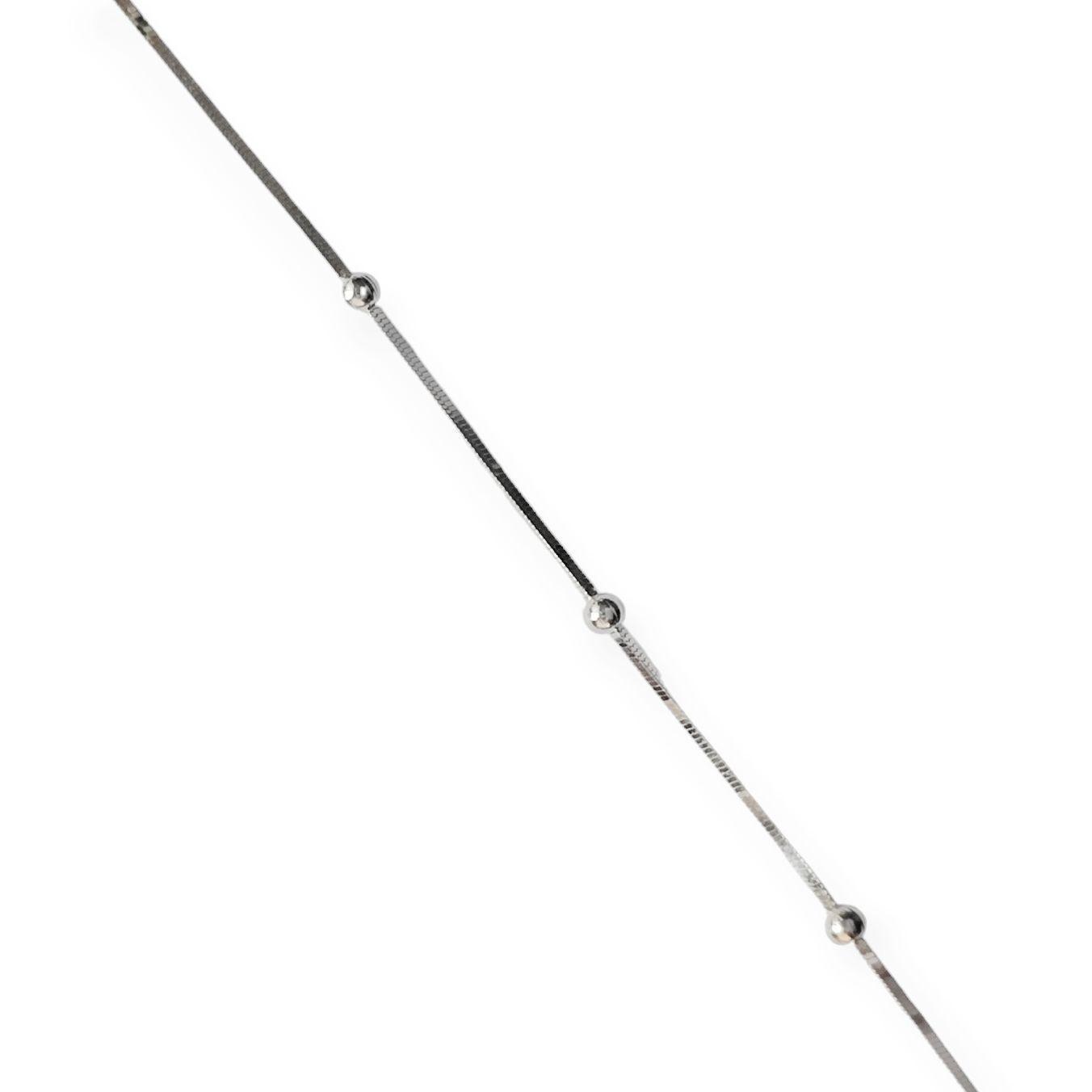 Pulsera Cola De Topo Cuadrada 7 Bolitas Plata Fina 925-2