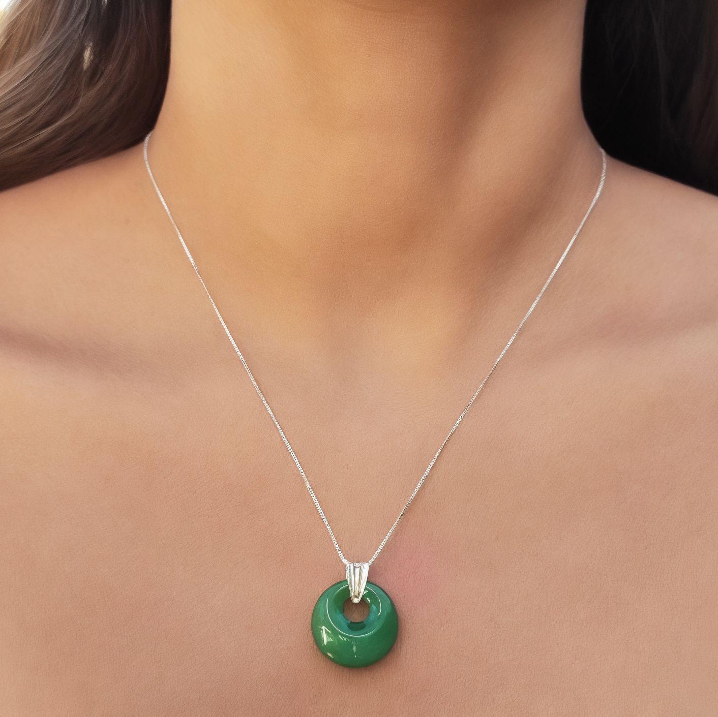 Collar Antonella Ónix Verde Plata Fina 925-2