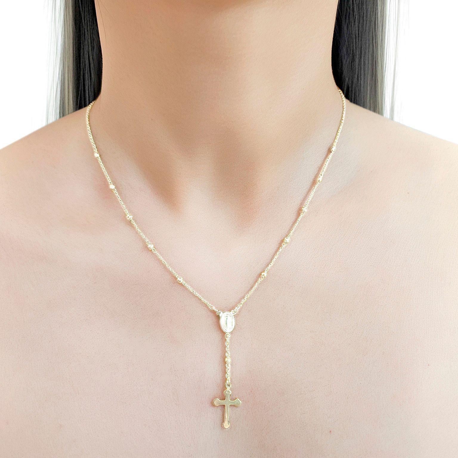 Collar Denario Virgen De Los Rayos Enchapado Oro 18K-1
