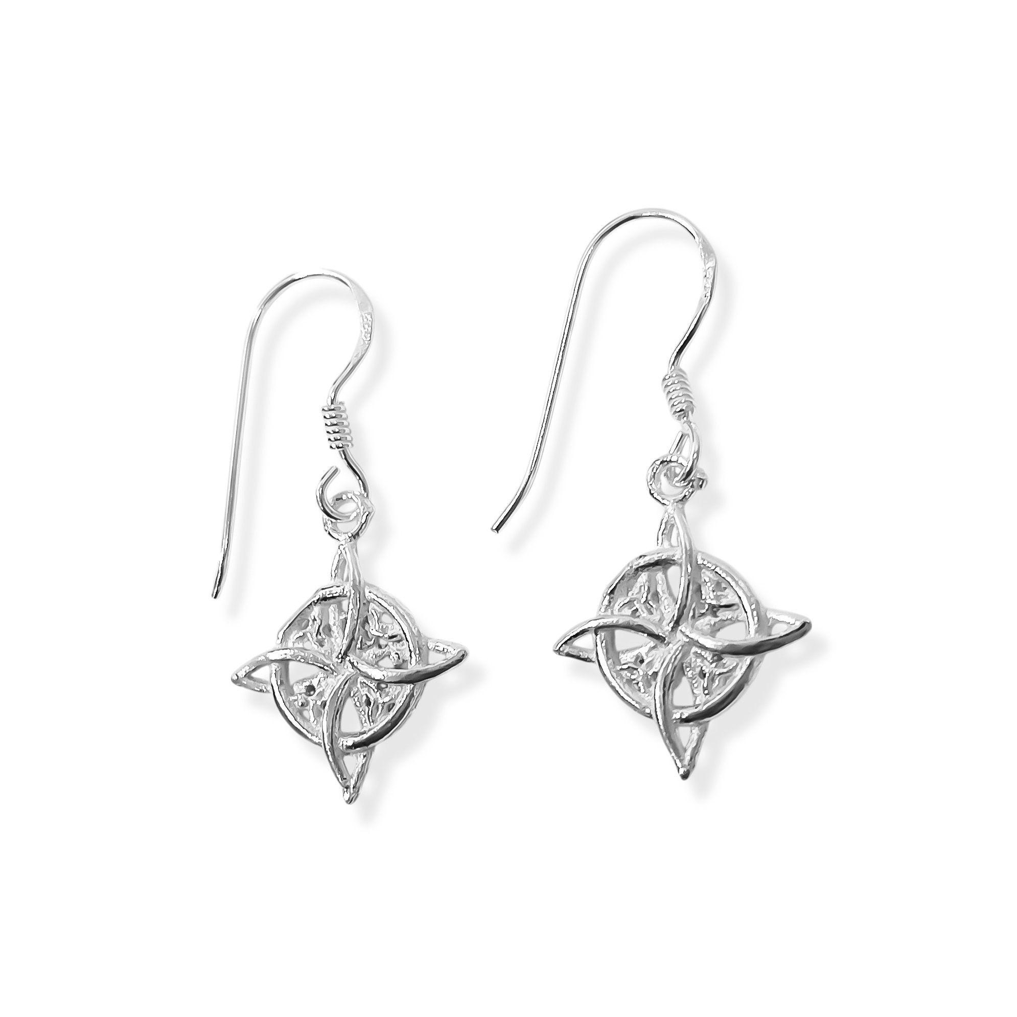 Aros Nudo De Bruja Colgante Gancho Plata Fina 925-0