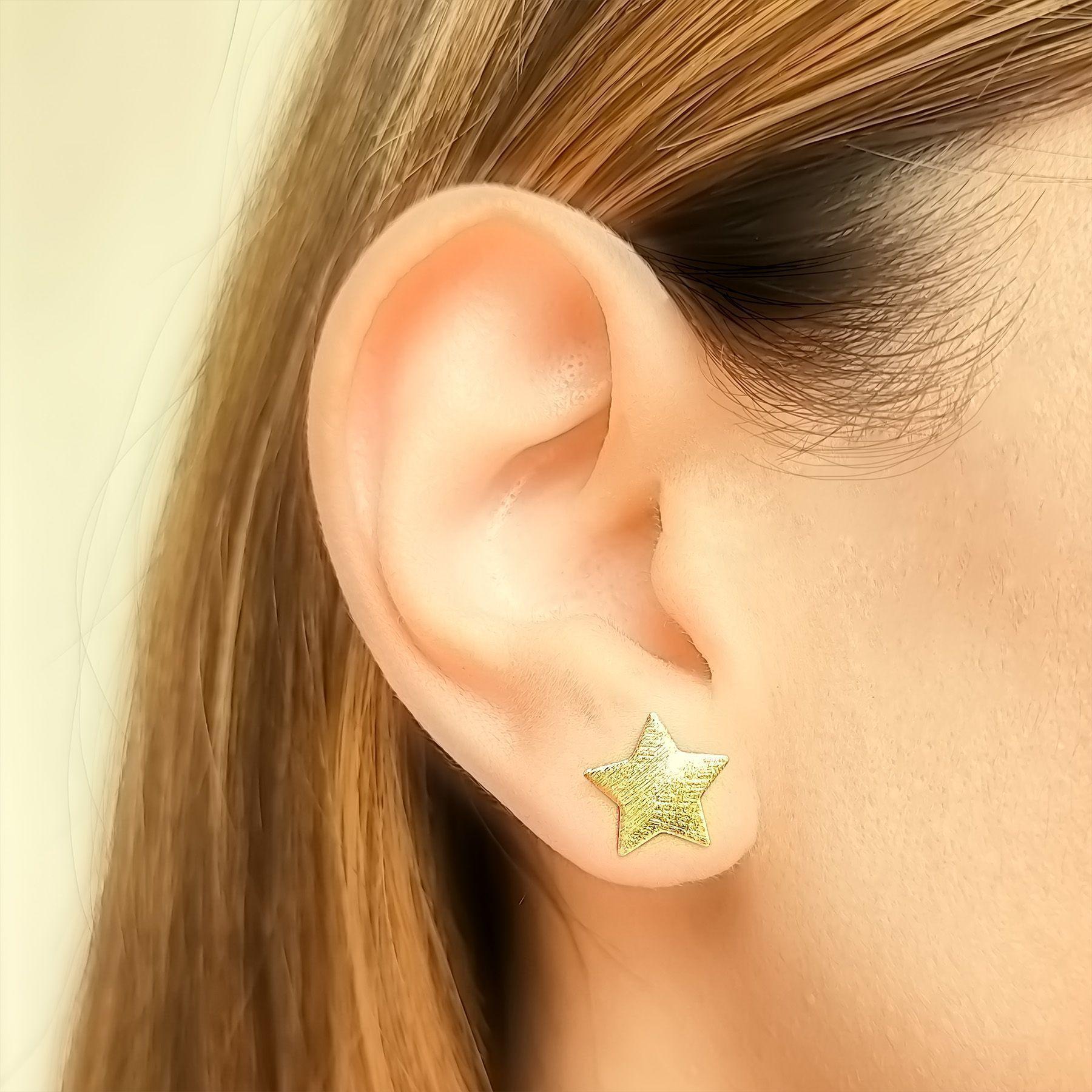 Aros Estrella Satinados Enchapado Oro 18K-1