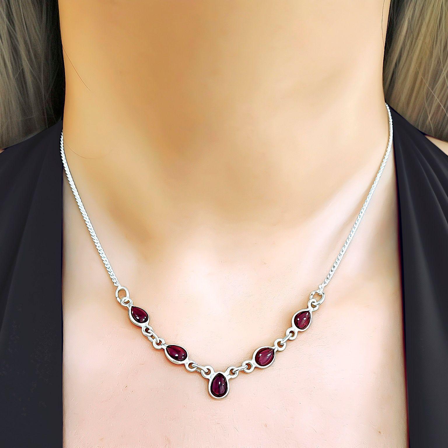 Collar Neena Granate Gota Plata Fina 925-2