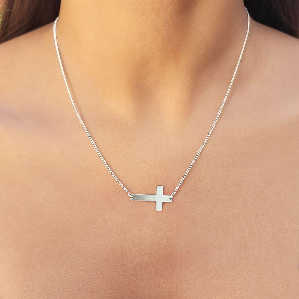 Collar Cruz Cadena Grumet Plata Fina 925-2