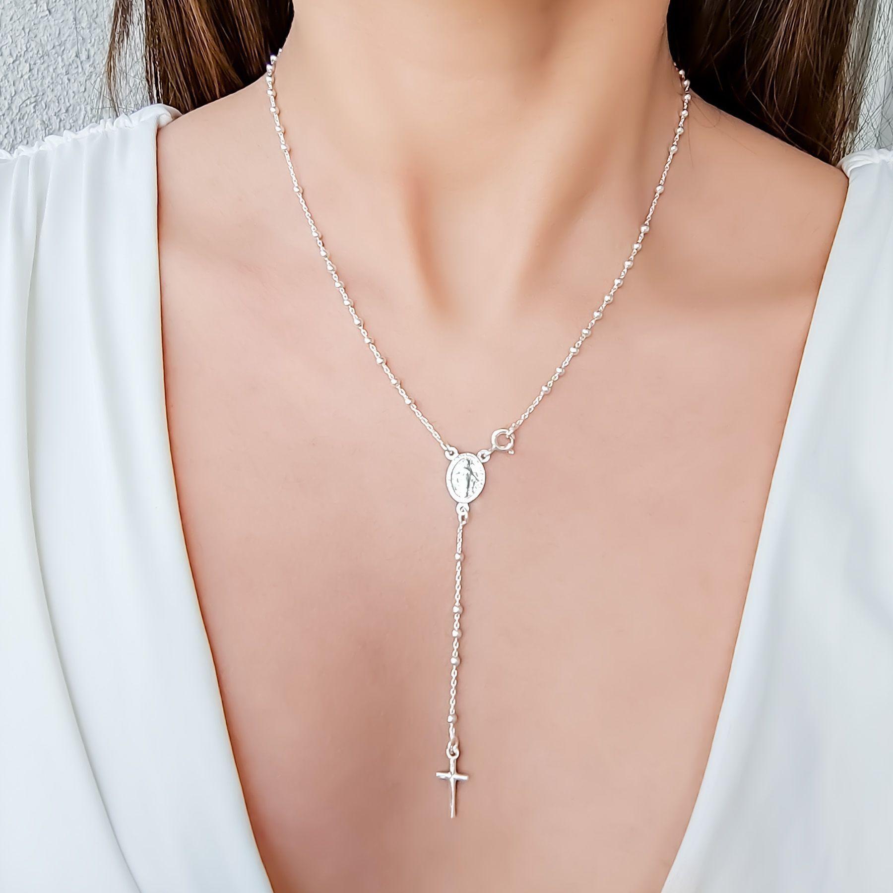 Collar Rosario Cadena Eslabón Plata Fina 925-3