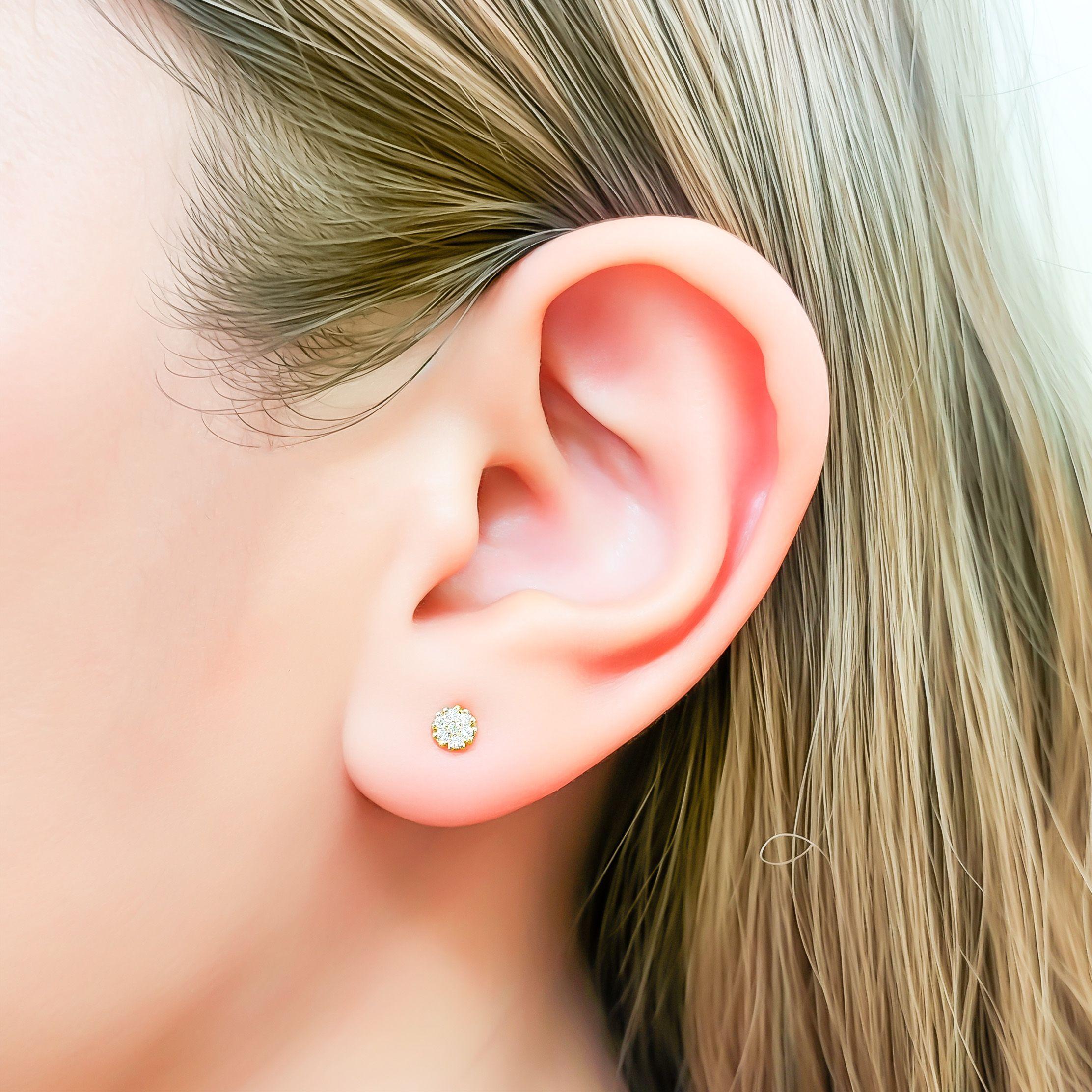 Aros Bebé Flor Micro Circones Enchapado Oro 18K-2