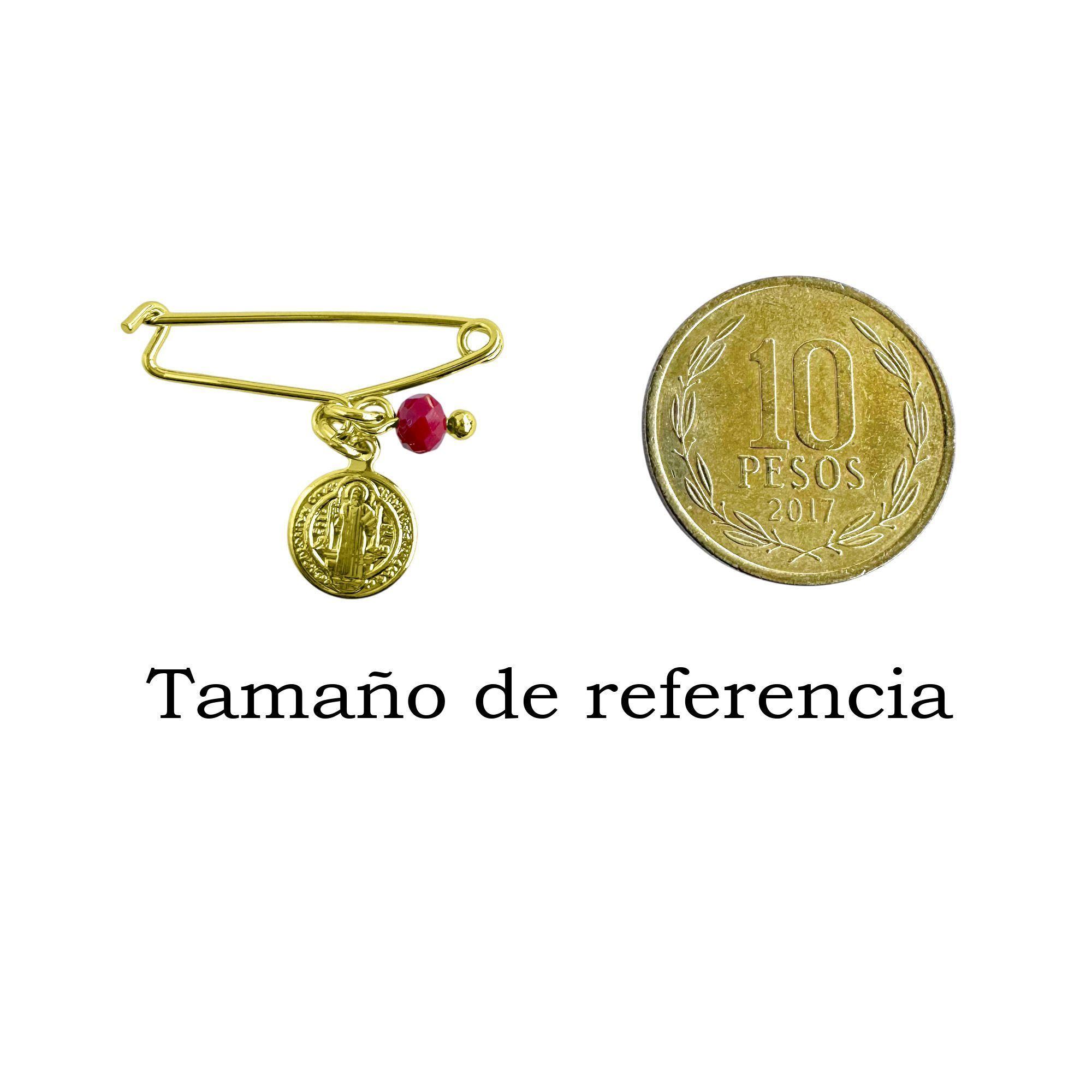 Prendedor Bebé San Benito Cristal Rojo Alfiler Enchapado Oro 18K-4