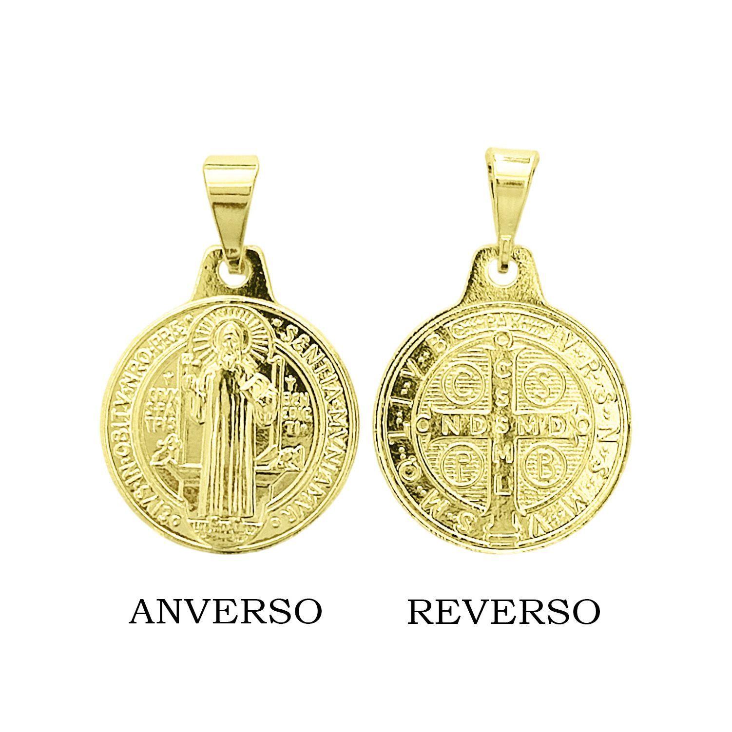 Colgante Medalla San Benito 15mm Enchapado Oro 18K-2