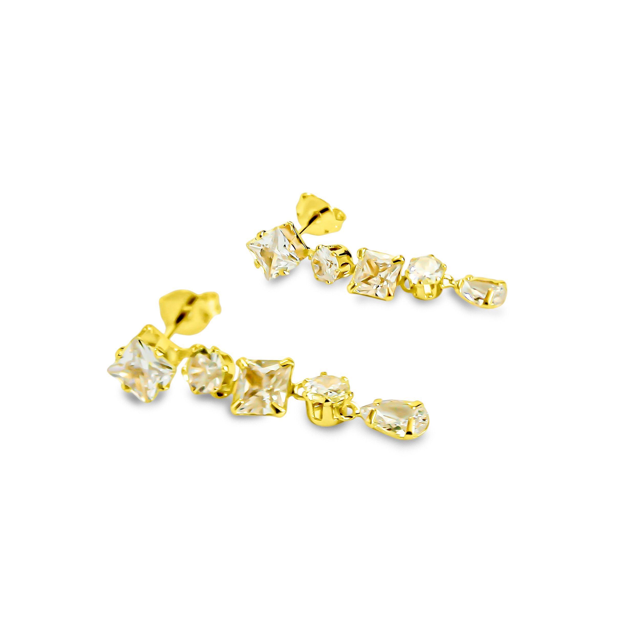 Aros Nieves Circón Largo Enchapado Oro 18K-2