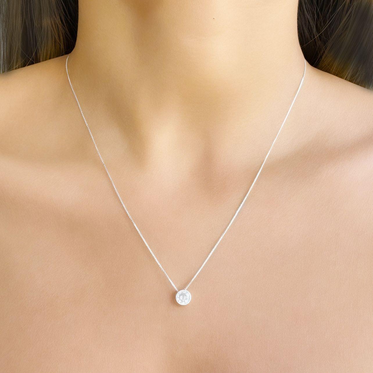 Collar Circón 6mm Punto de Luz Cadena Veneciana Plata Fina 925-3