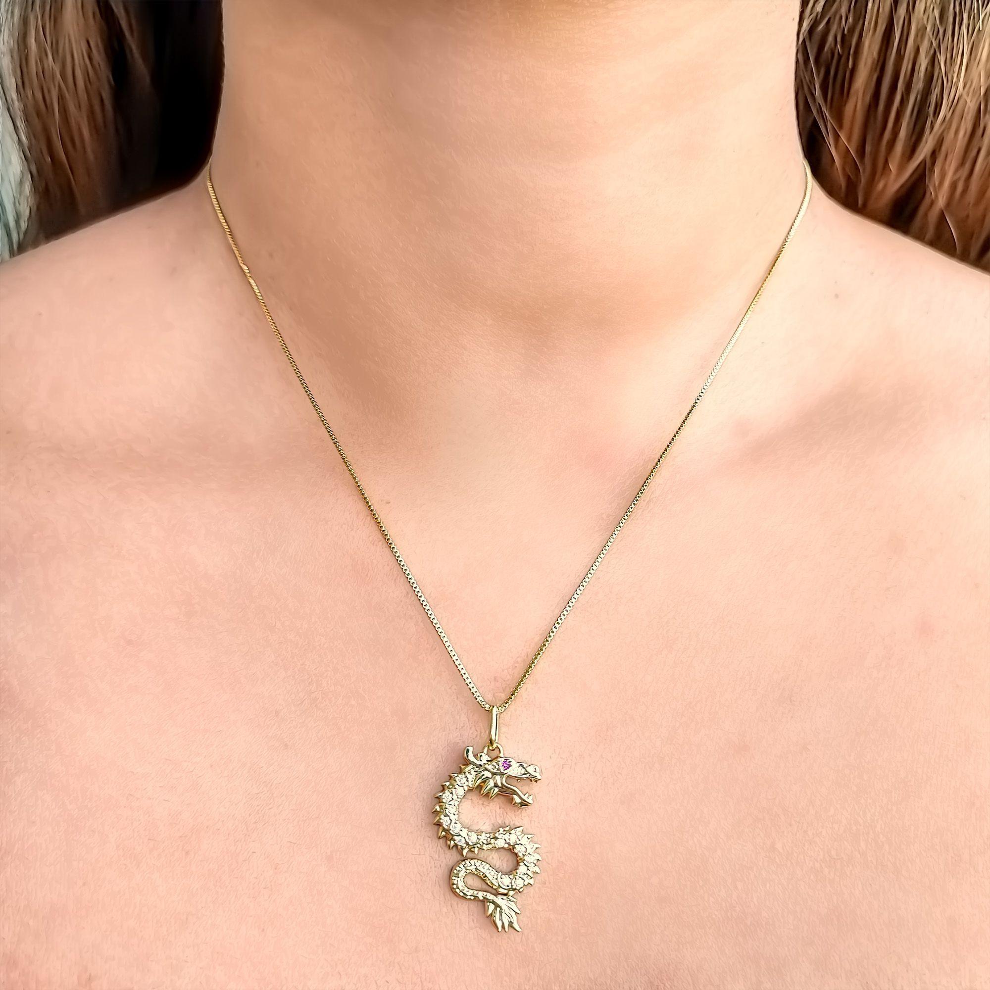 Collar Dragón Circón Enchapado Oro 18Ka-3