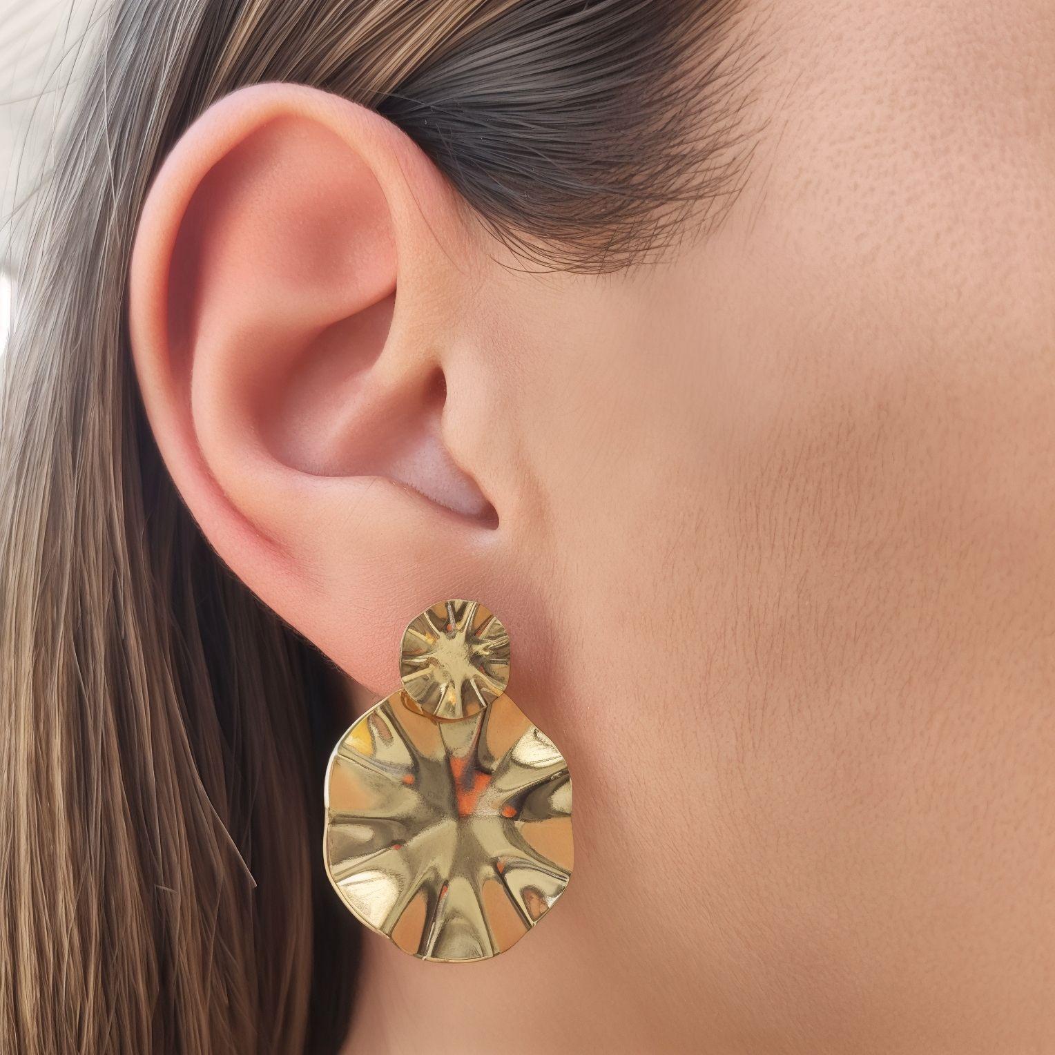 Aros Alexia Redondo Plisado Enchapado Oro 18K-2