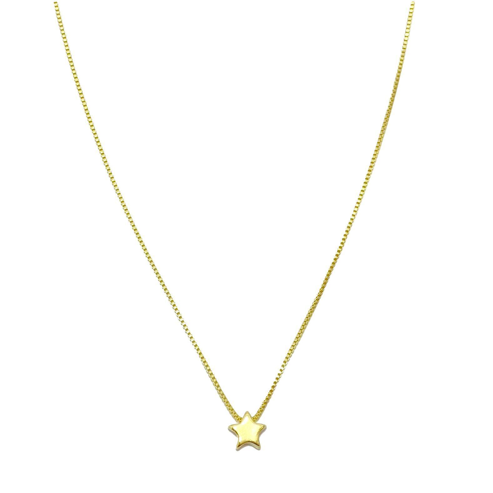 Collar Estrella Pequeña Plana 7mm Enchapado Oro 18K-0