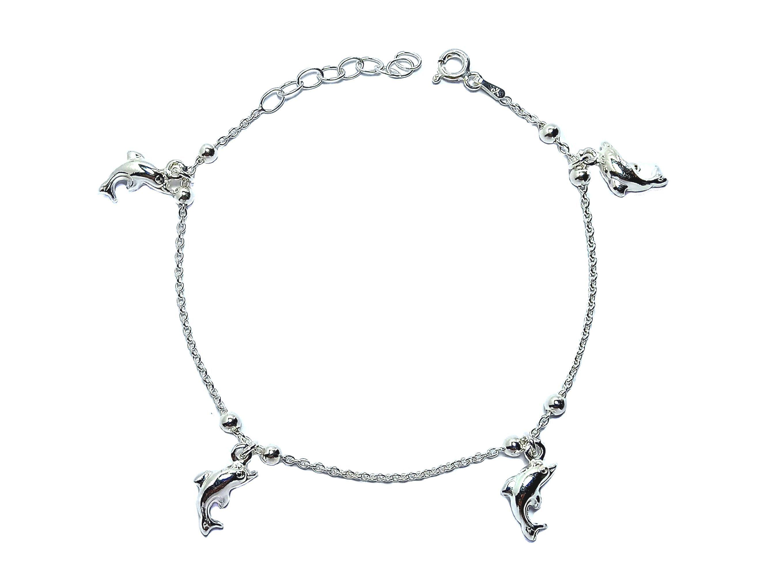  Pulsera Delfín Bolitas Plata Fina 925-0