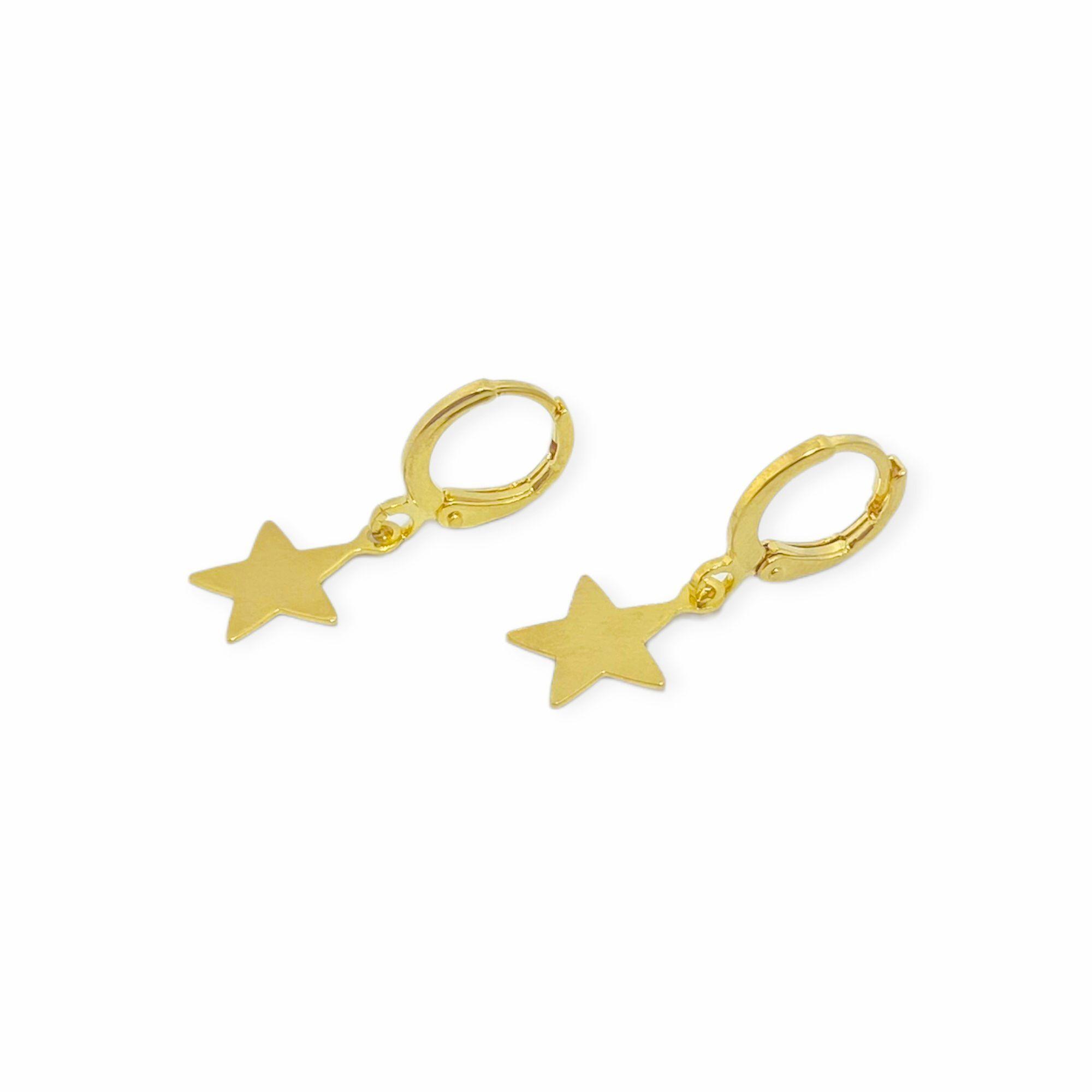 Aros Argolla 11mm Estrella Enchapado Oro 18K-0