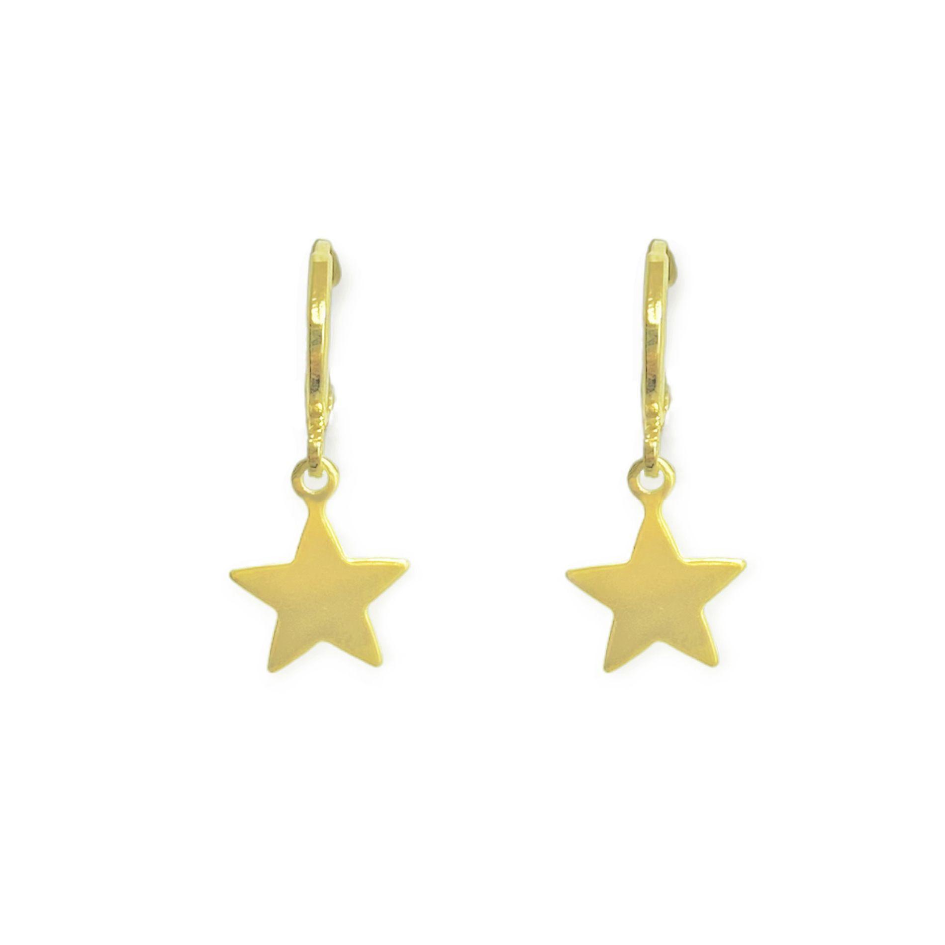 Aros Argolla 11mm Estrella Enchapado Oro 18K-1