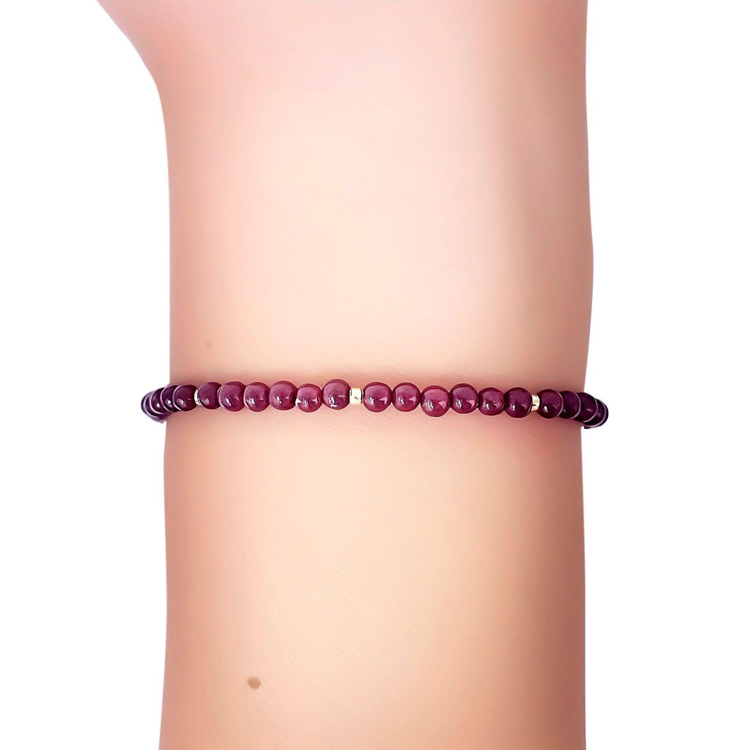 Pulsera Granate 3mm Bolita Enchapado Oro 18K-2