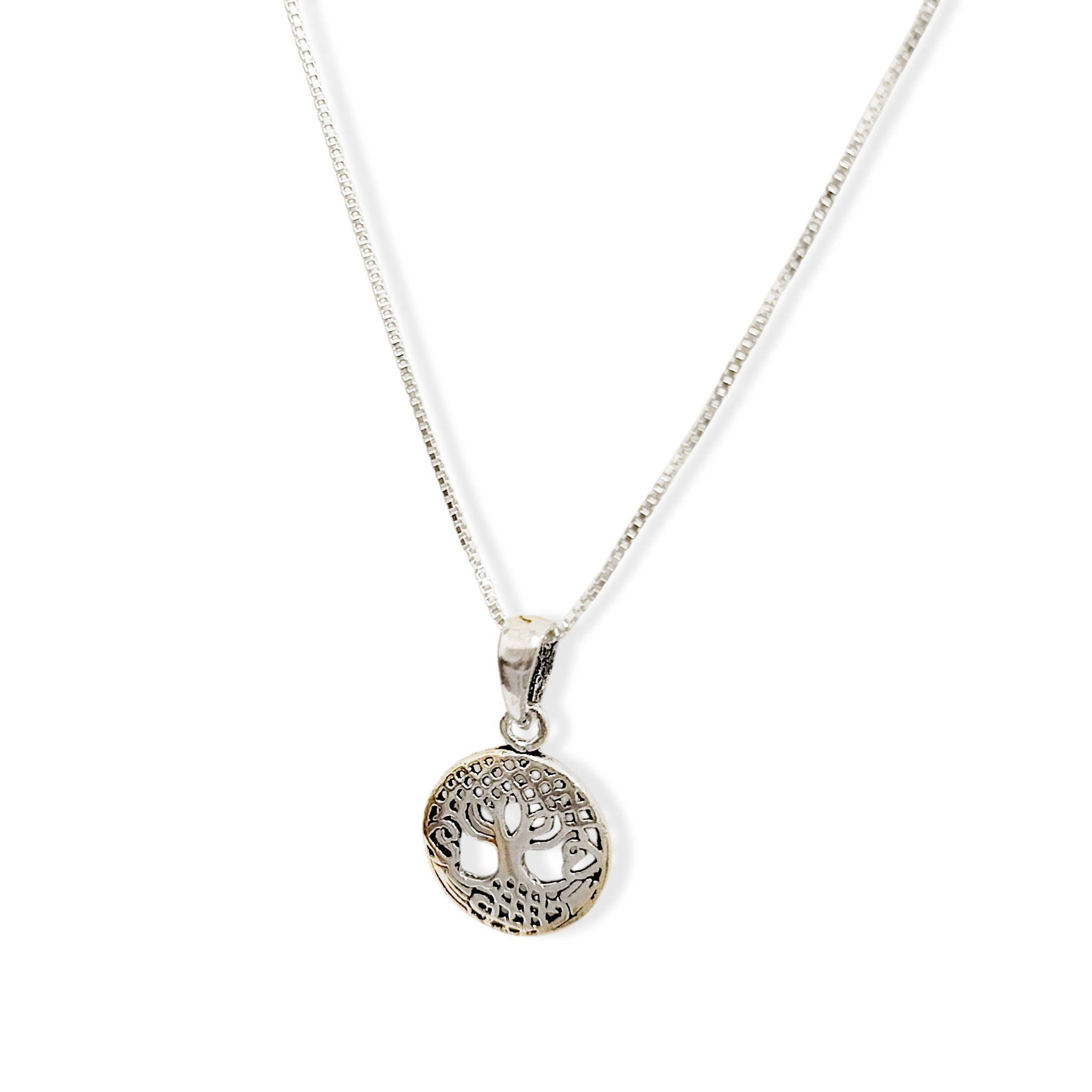 Collar Árbol De La Vida Redondo Plata Fina 925-2