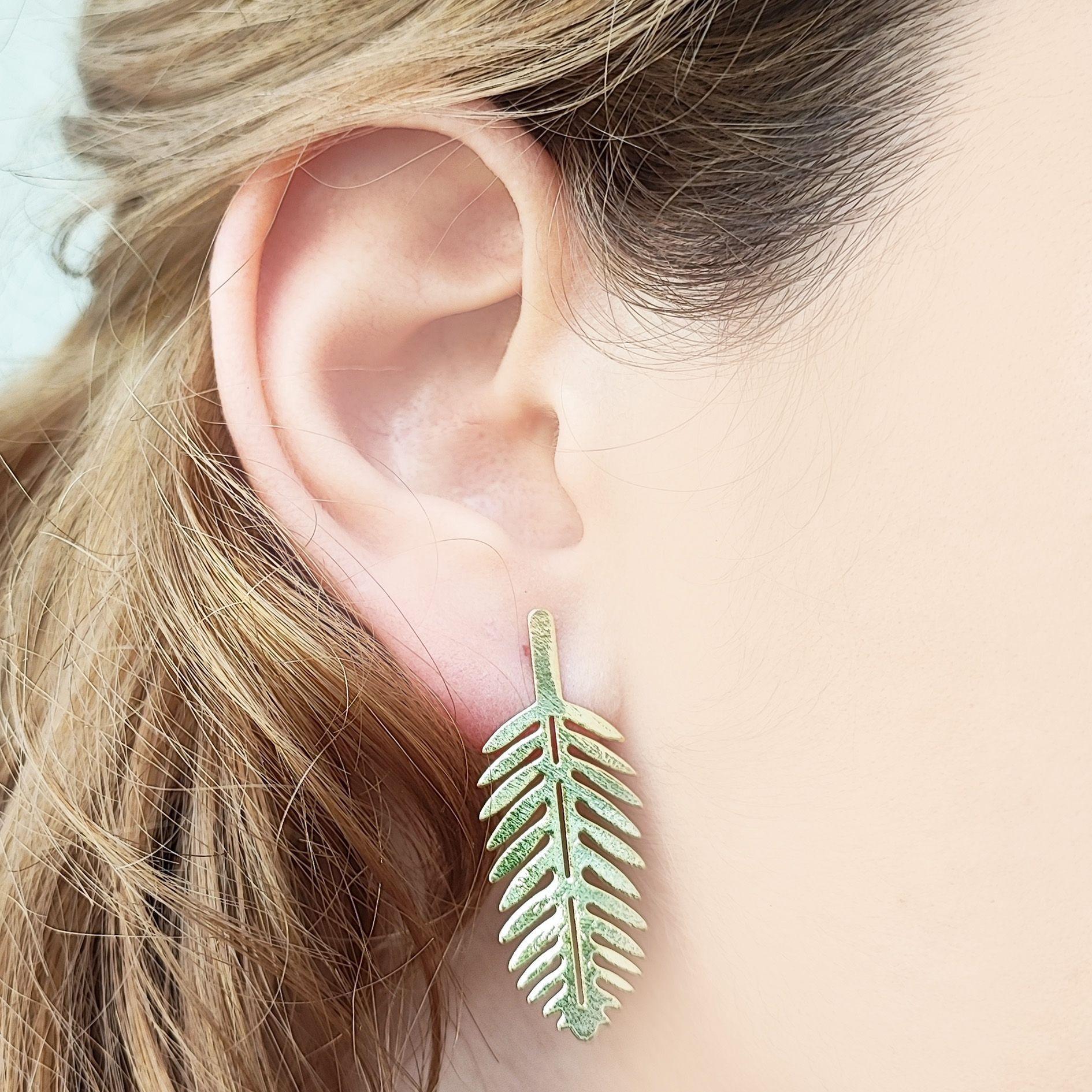 Aros Hoja Palma Enchapado Oro 18K-2