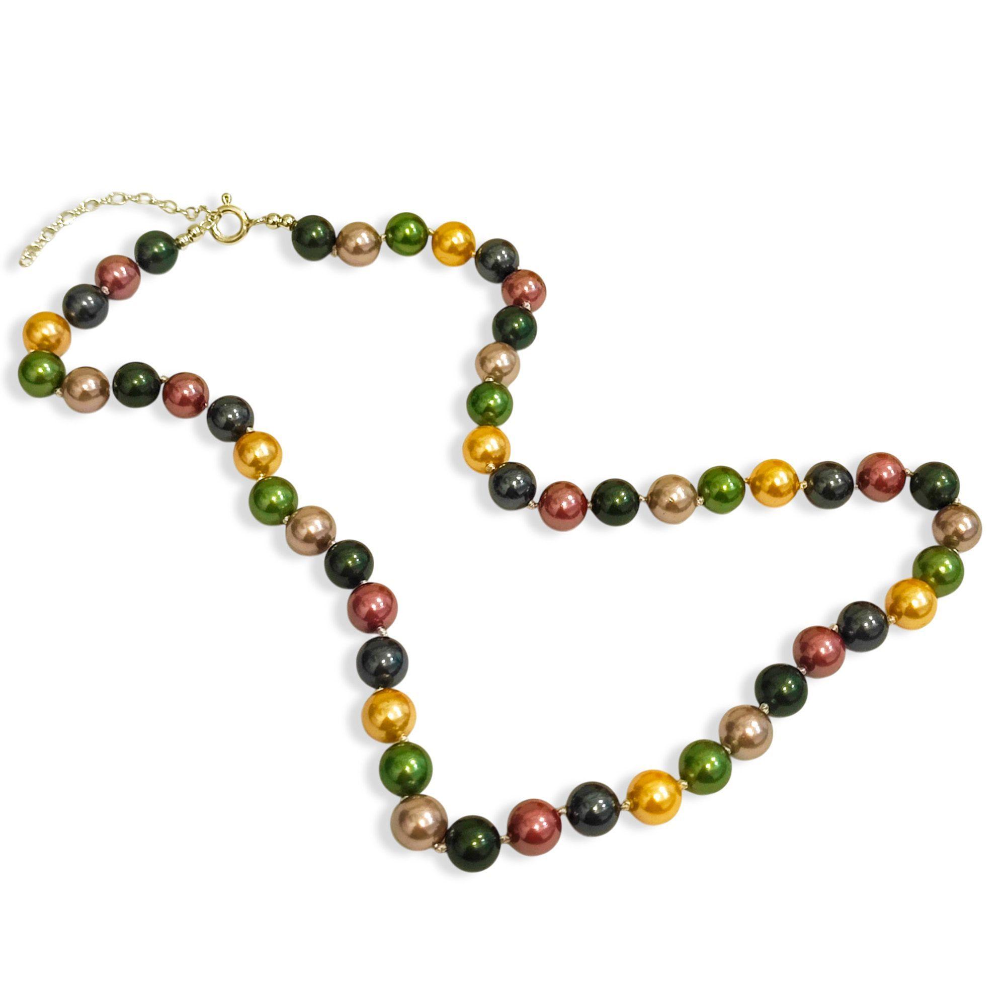 Collar Shellpearl 8mm Verde Amarillo Rosa Gris Plata Fina 925-1