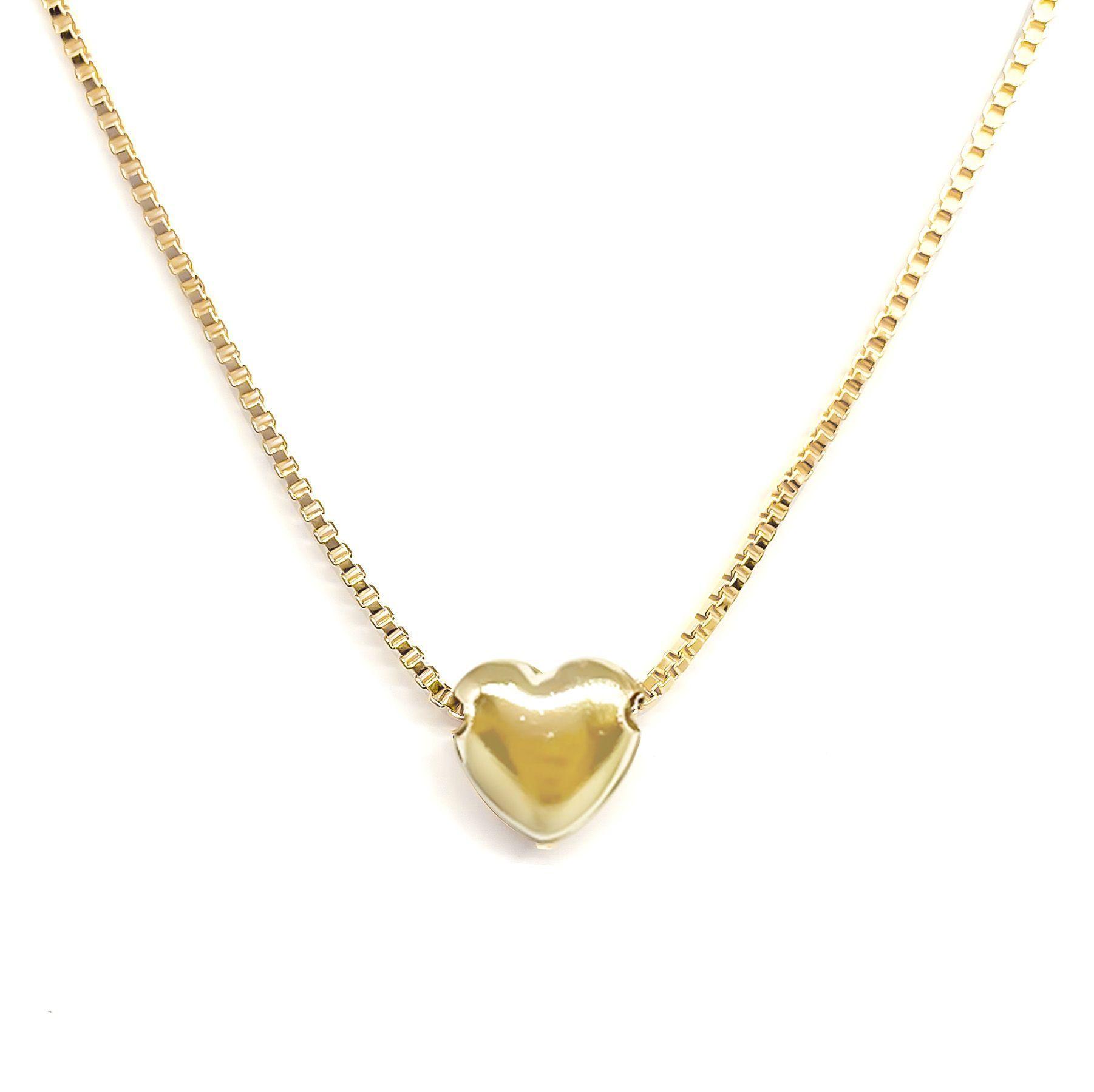 Collar Corazón 7mm Enchapado Oro 18K-1