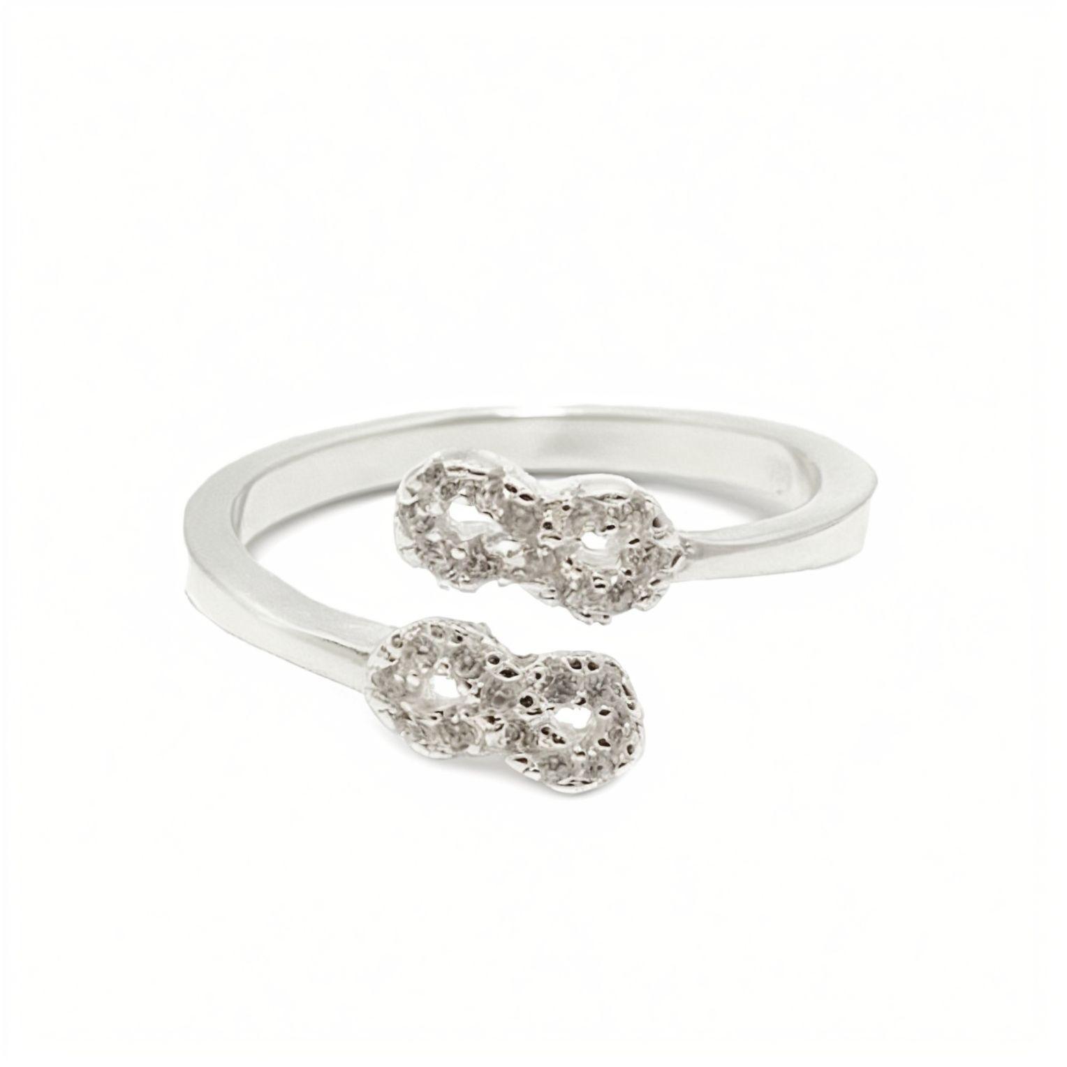 Anillo Doble Infinito Circón Plata Fina 925-0