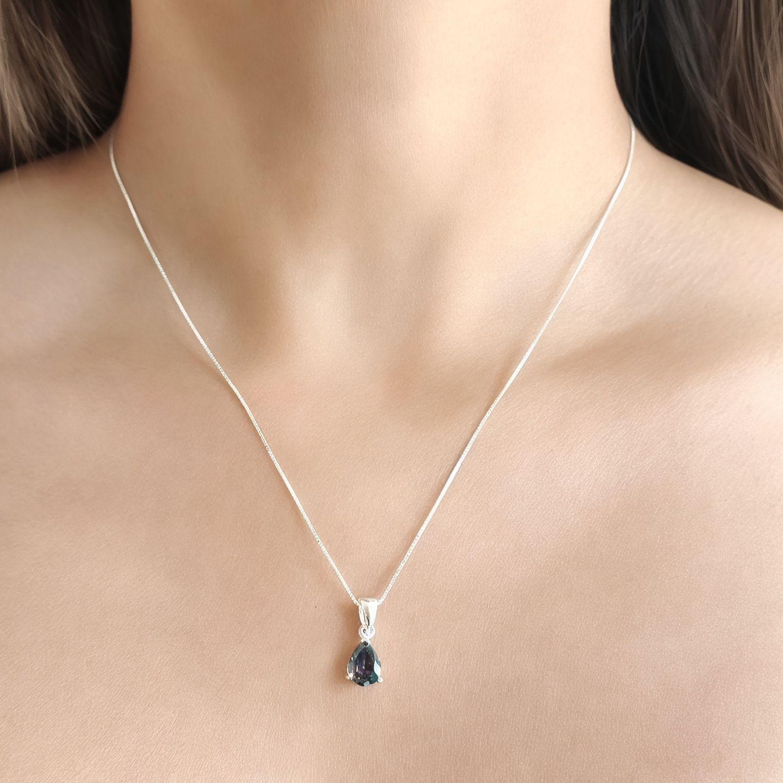 Collar Gota Topacio Místico Plata Fina 925 -2