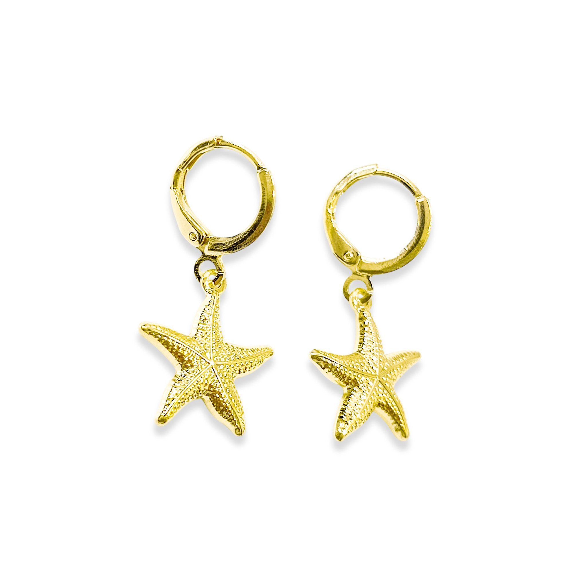 Aros Argolla Estrella De Mar Enchapado Oro 18 K-2